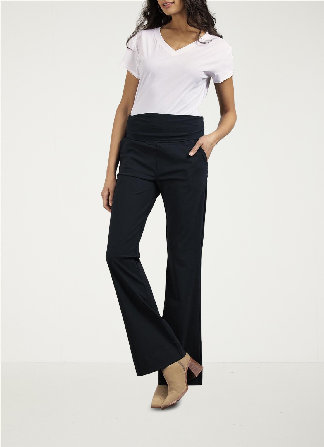Studio Anneloes Maternity mid waist flared fit zwangerschapsbroek - voorkant 3 zwart