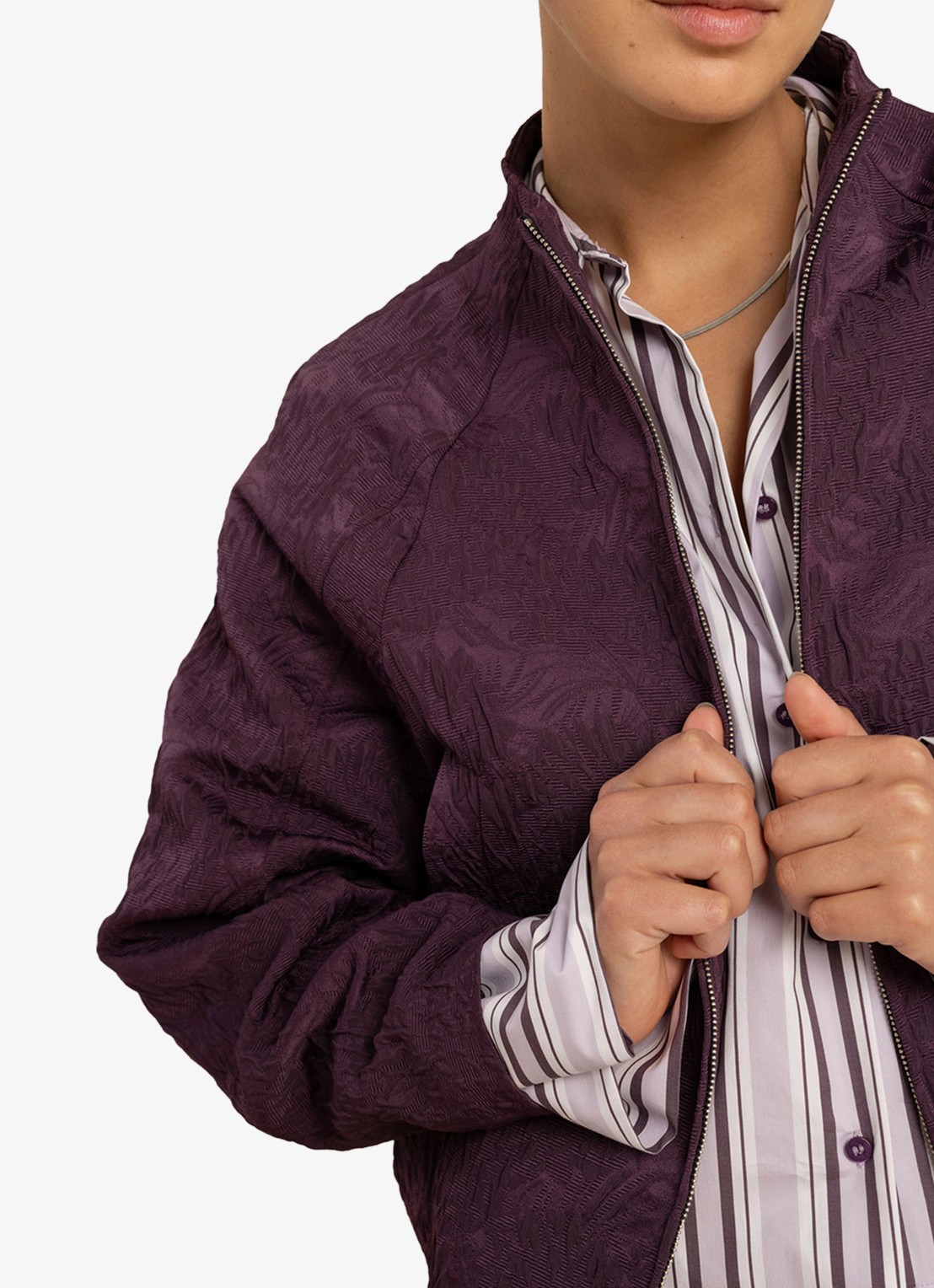 Studio Anneloes Mels bomber jacket - detail 5 aubergine