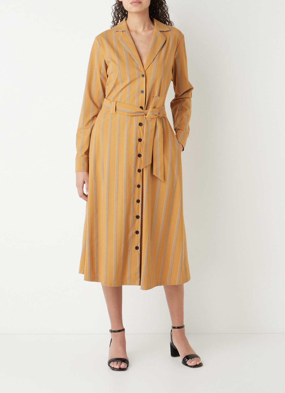 Studio Anneloes Merle midi blazerjurk van travelstof met streepprint ...