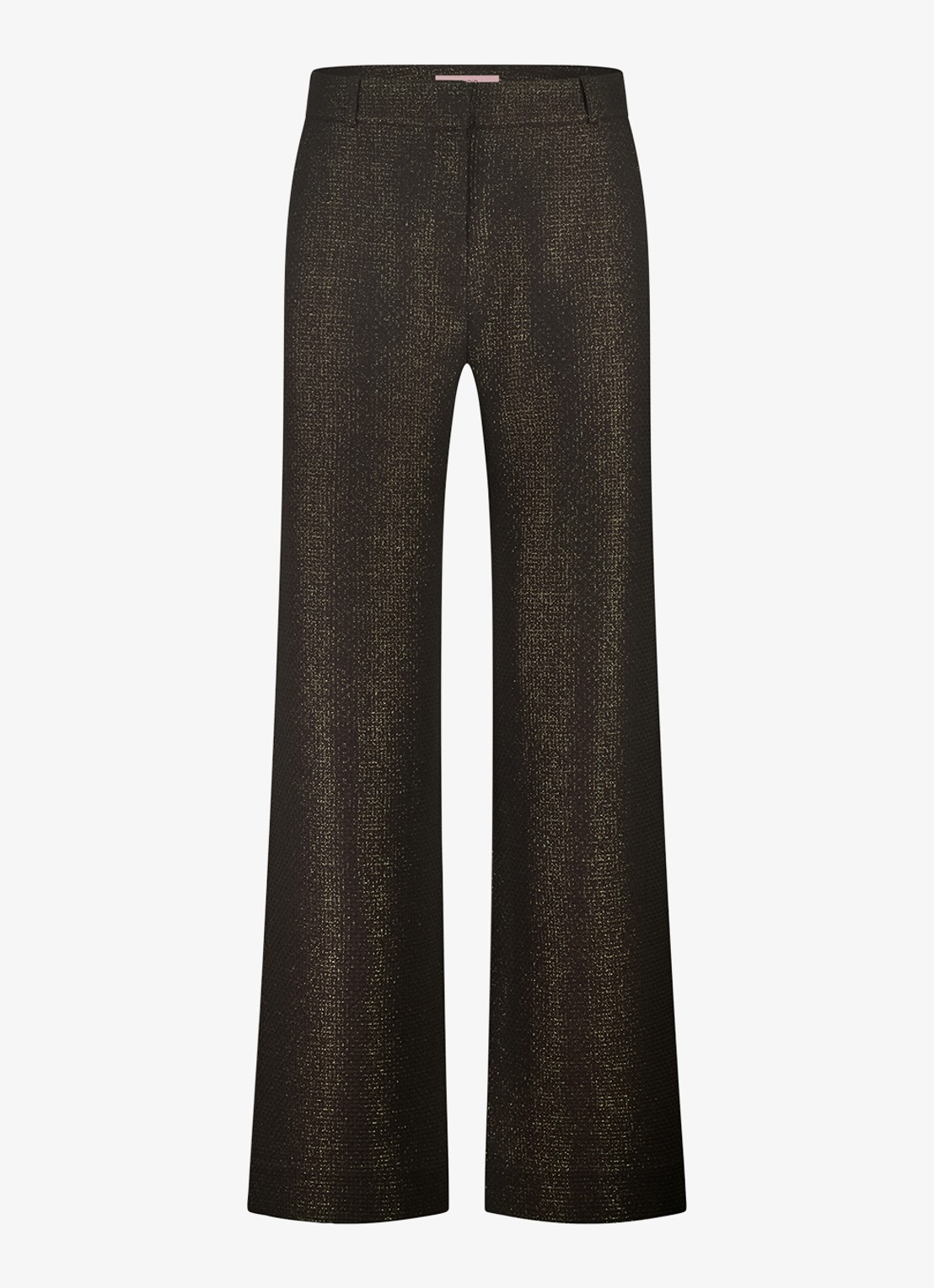 Studio Anneloes Mid waist wide fit pantalon met lurex en steekzakken - voorkant zwart