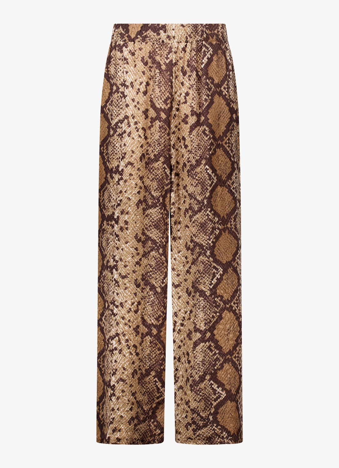 Studio Anneloes Mienke high waist wide fit pantalon met slangenprint - voorkant bruin
