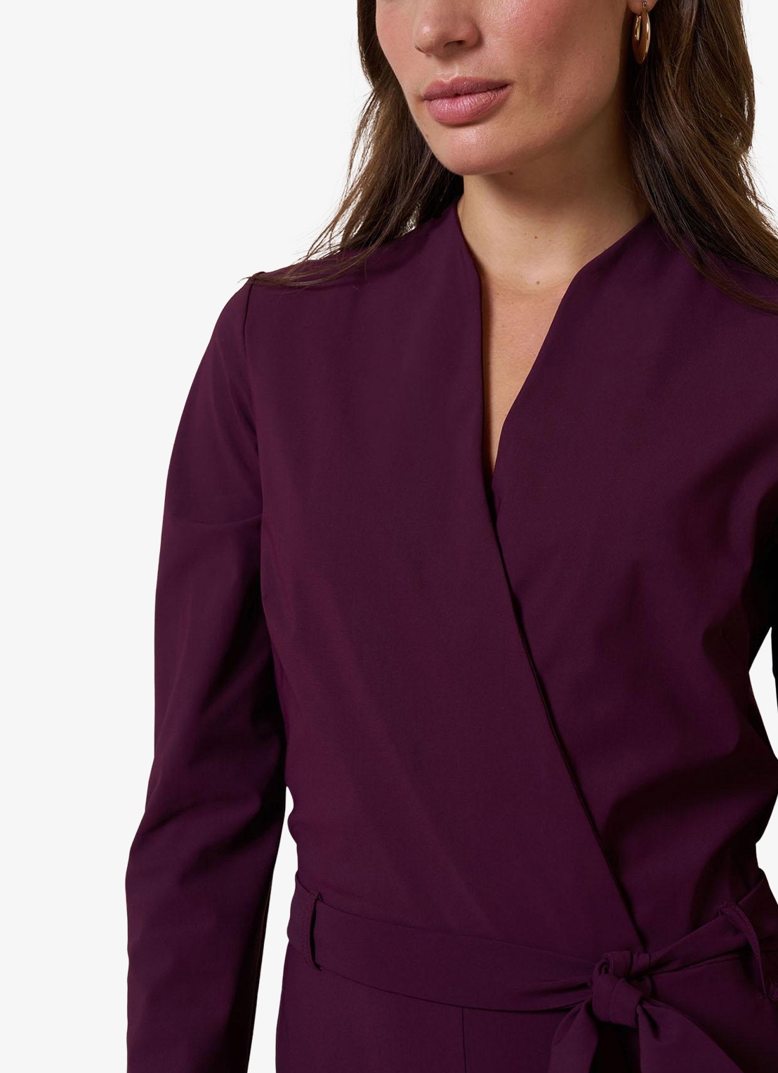 Studio Anneloes Nadia flared fit jumpsuit met strikceintuur - detail 2 bruin