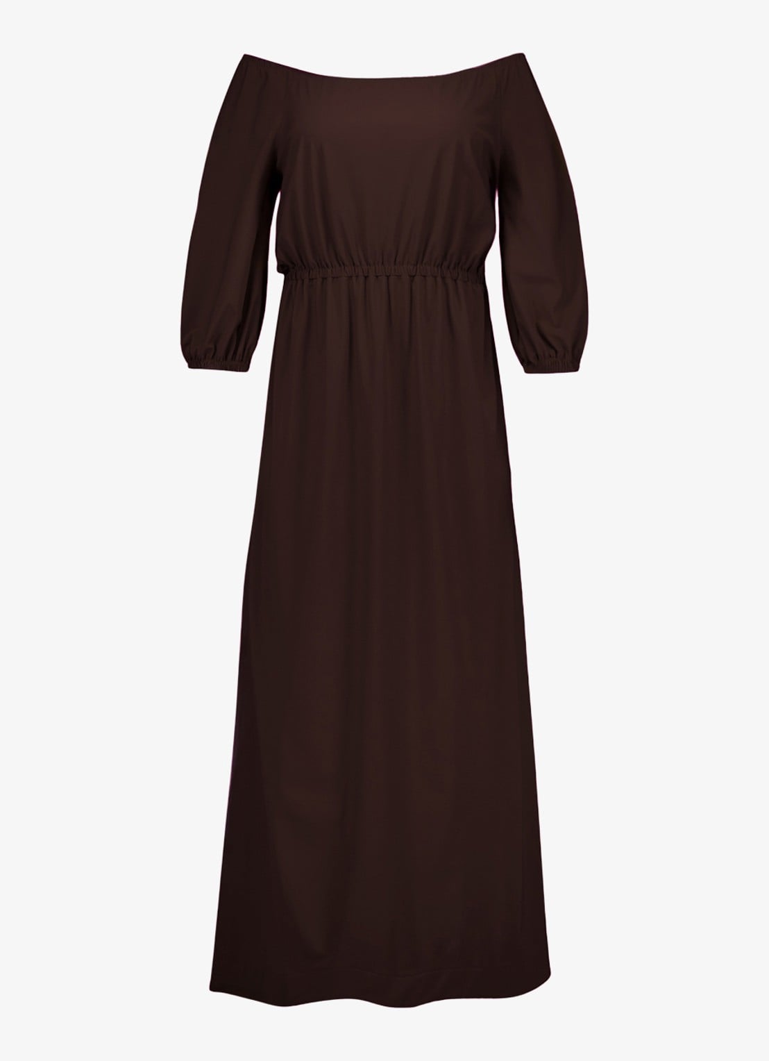 Studio Anneloes Off shoulder midi jurk met stretch - voorkant bruin