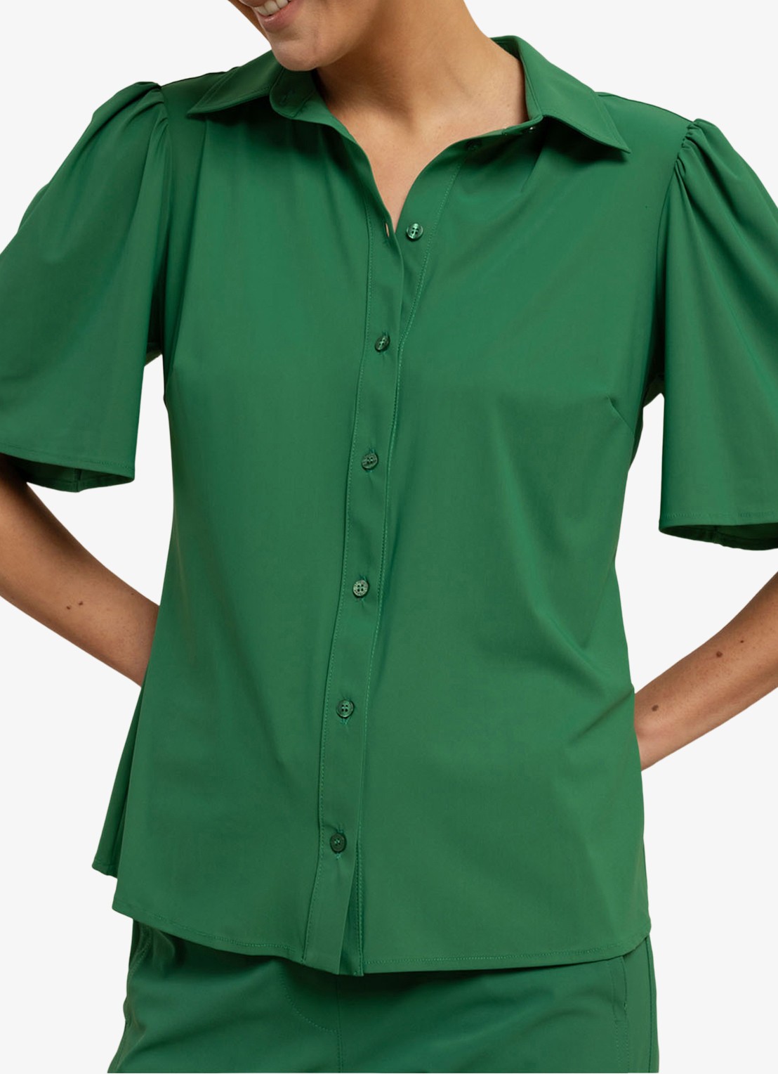 Studio Anneloes Poppy blouse met kraag - detail 3 groen