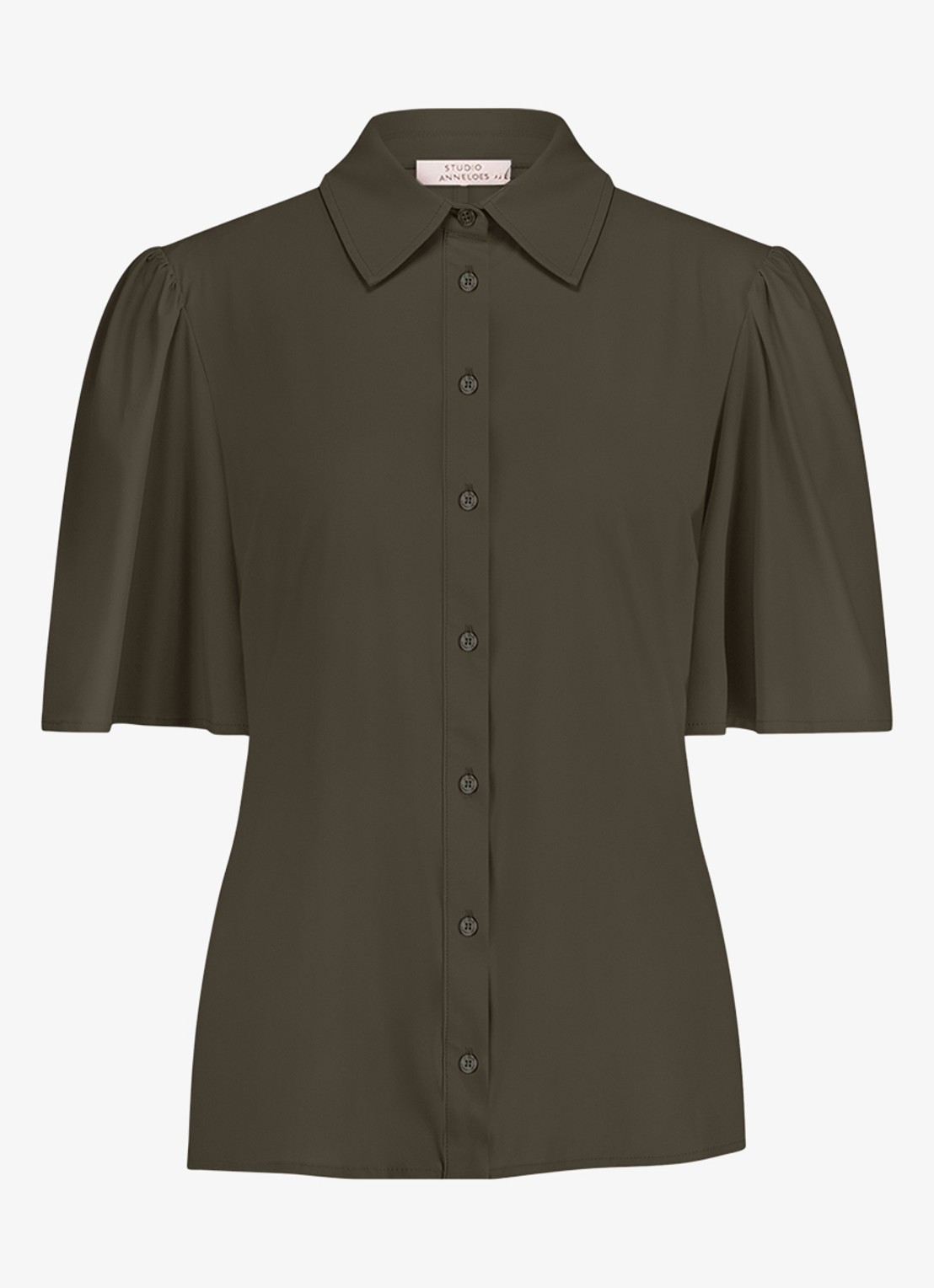 Studio Anneloes Poppy blouse met kraag - voorkant 3 donkergroen