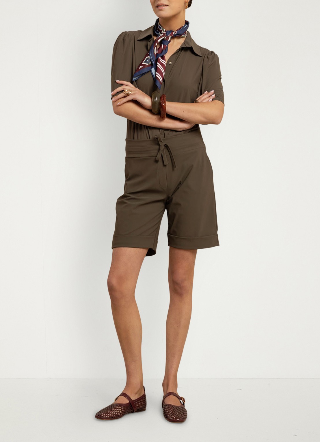 Studio Anneloes Poppy blouse met kraag - voorkant 4 donkergroen