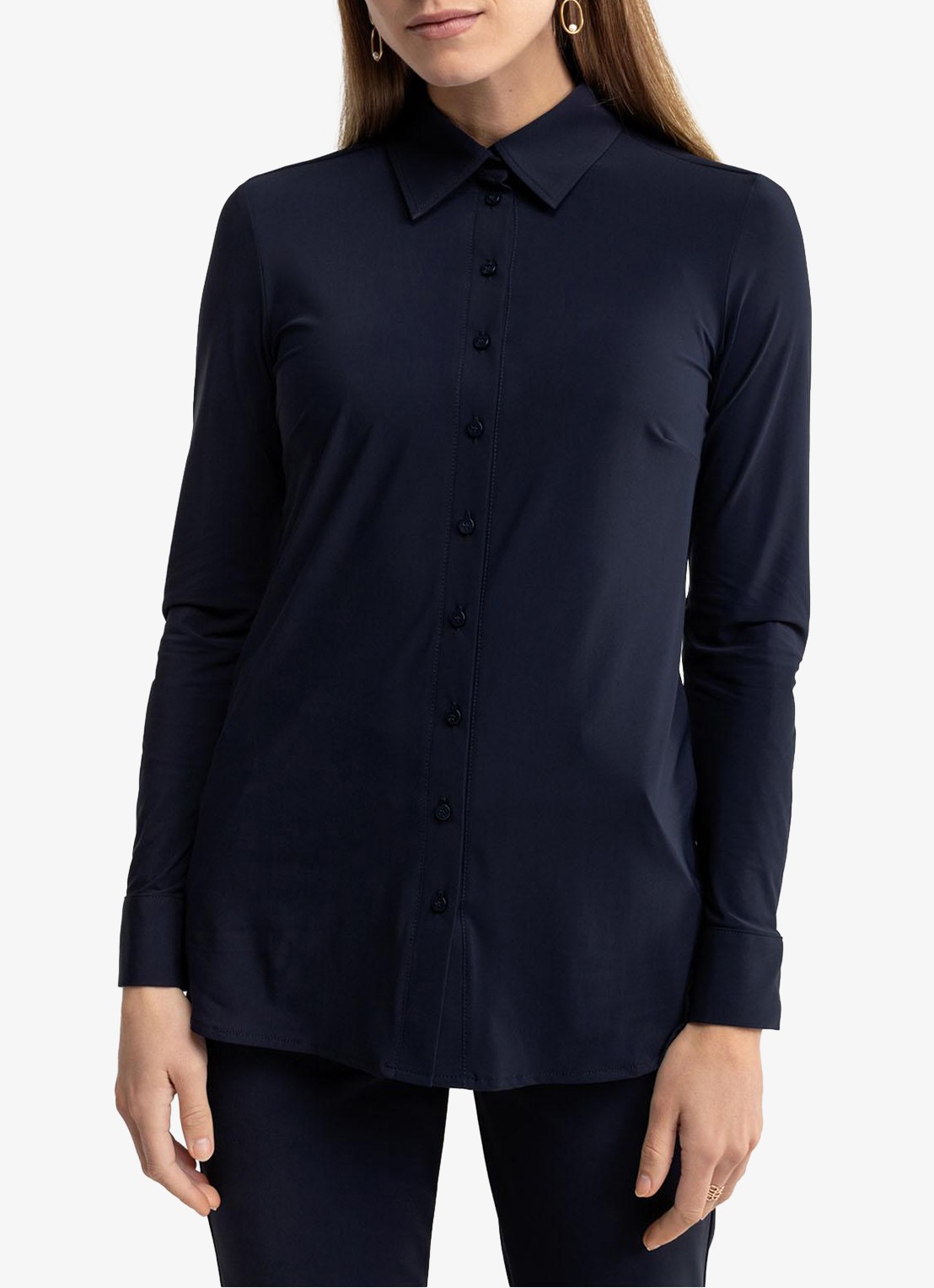Studio Anneloes Poppy blouse met kraag - detail 3 donkerblauw