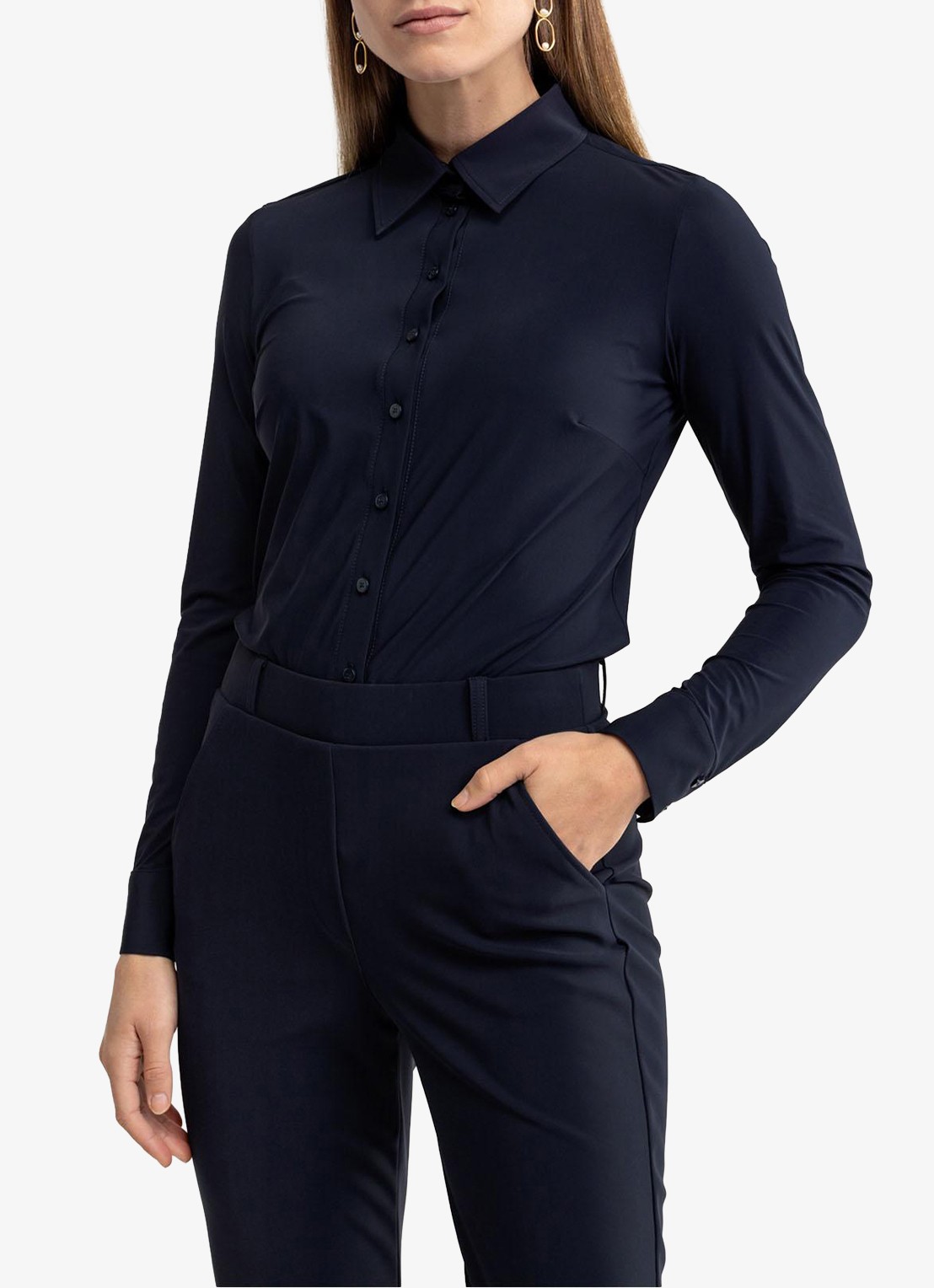 Studio Anneloes Poppy blouse met kraag - detail 4 donkerblauw