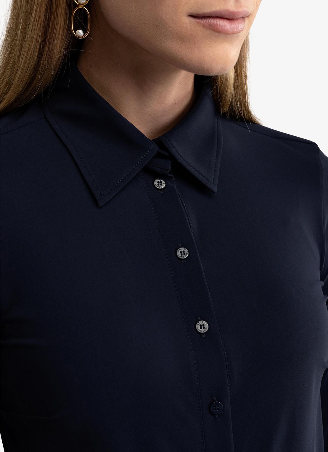 Studio Anneloes Poppy blouse met kraag - detail 5 donkerblauw