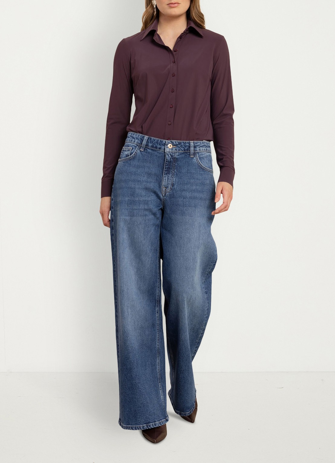 Studio Anneloes Poppy blouse met stretch - voorkant 3 aubergine