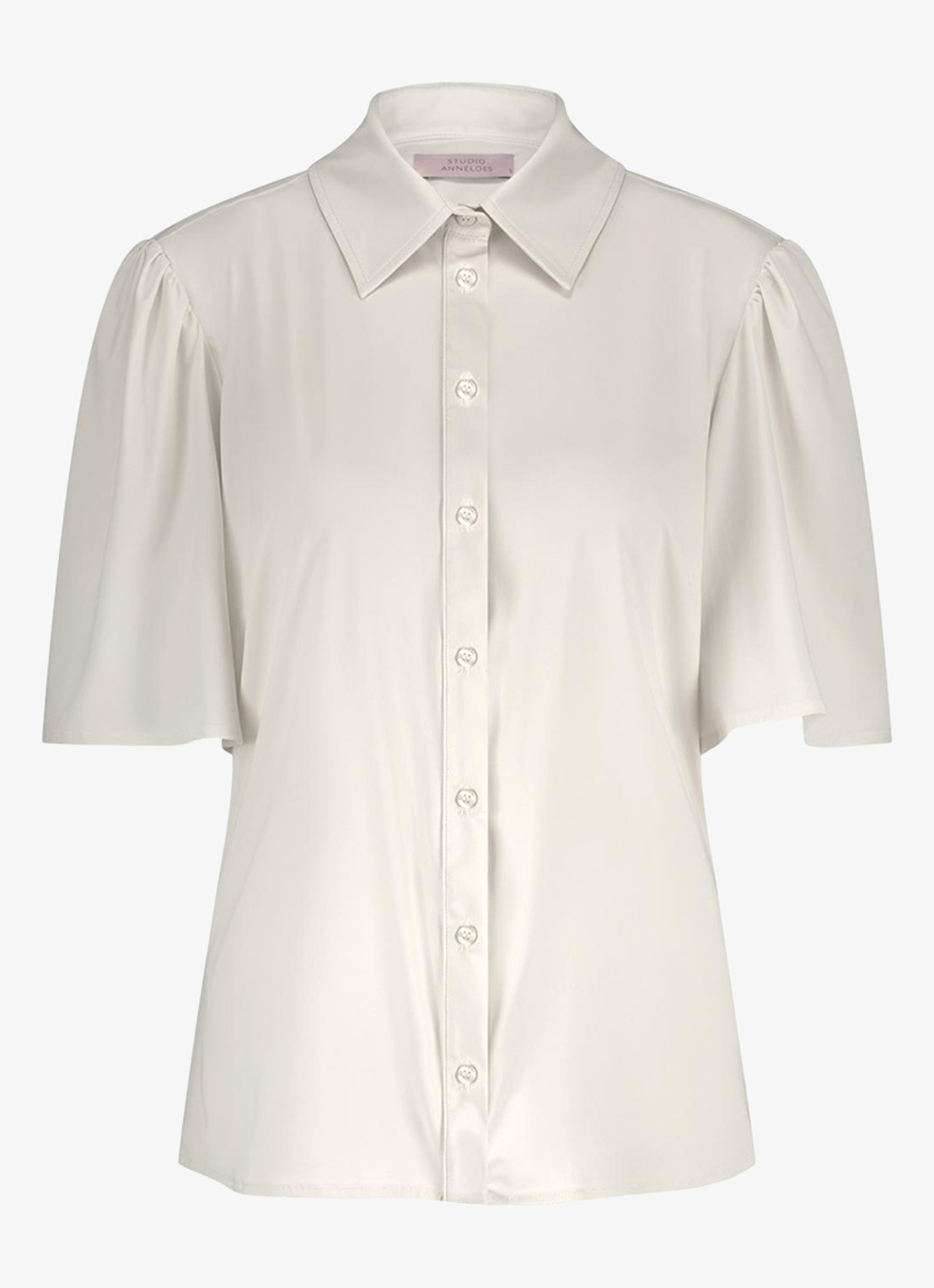 Studio Anneloes Poppy blouse van travelstof met vlindermouw - voorkant 2 gebroken wit