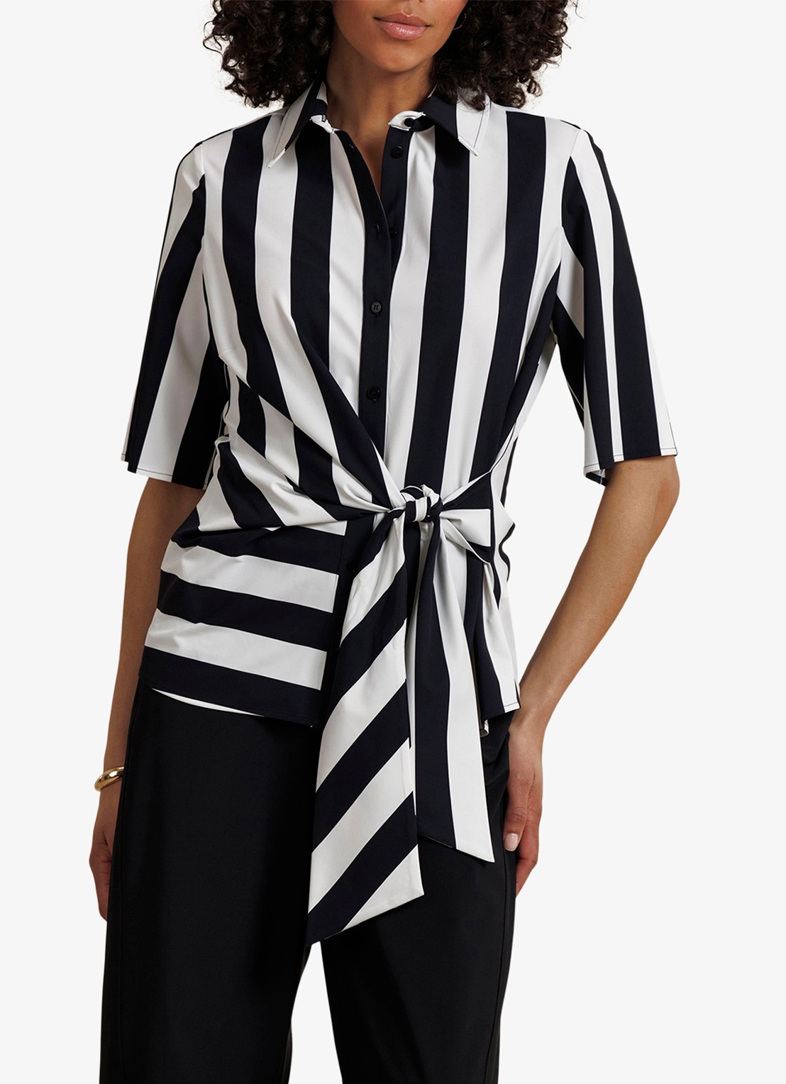 Studio Anneloes Reda stripe butterfly blouse met gestrikt detail en streepprint - detail 4 multicolor