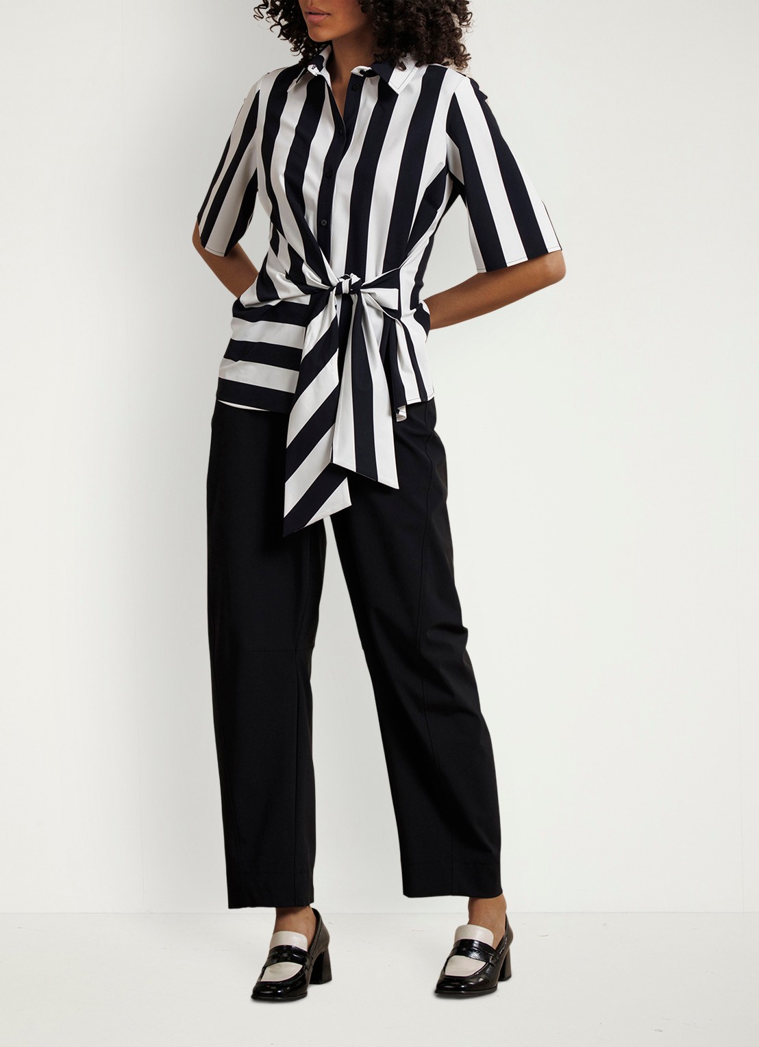 Studio Anneloes Reda stripe butterfly blouse met gestrikt detail en streepprint - voorkant 3 multicolor