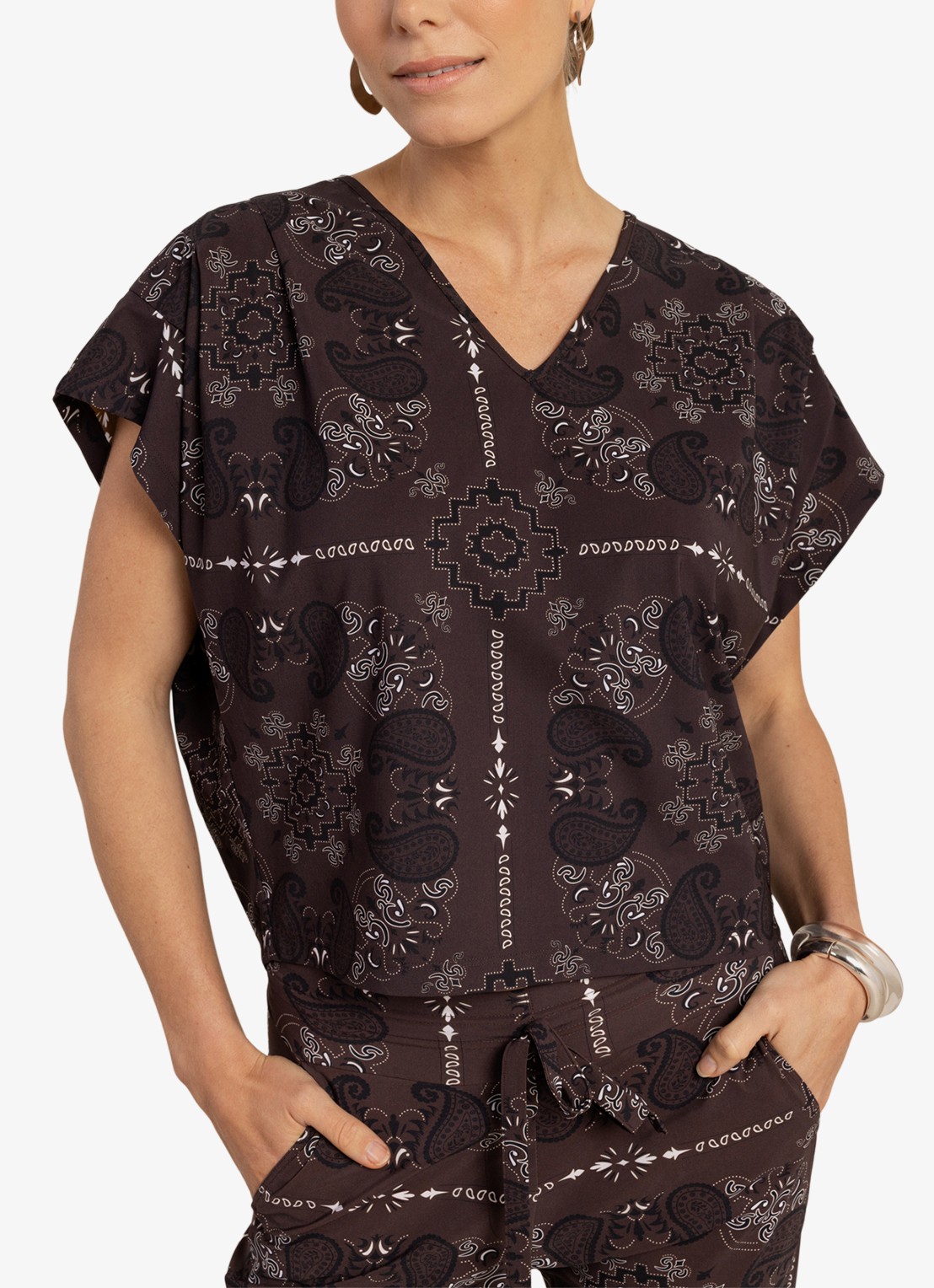 Studio Anneloes Renske top met paisley print - detail bruin