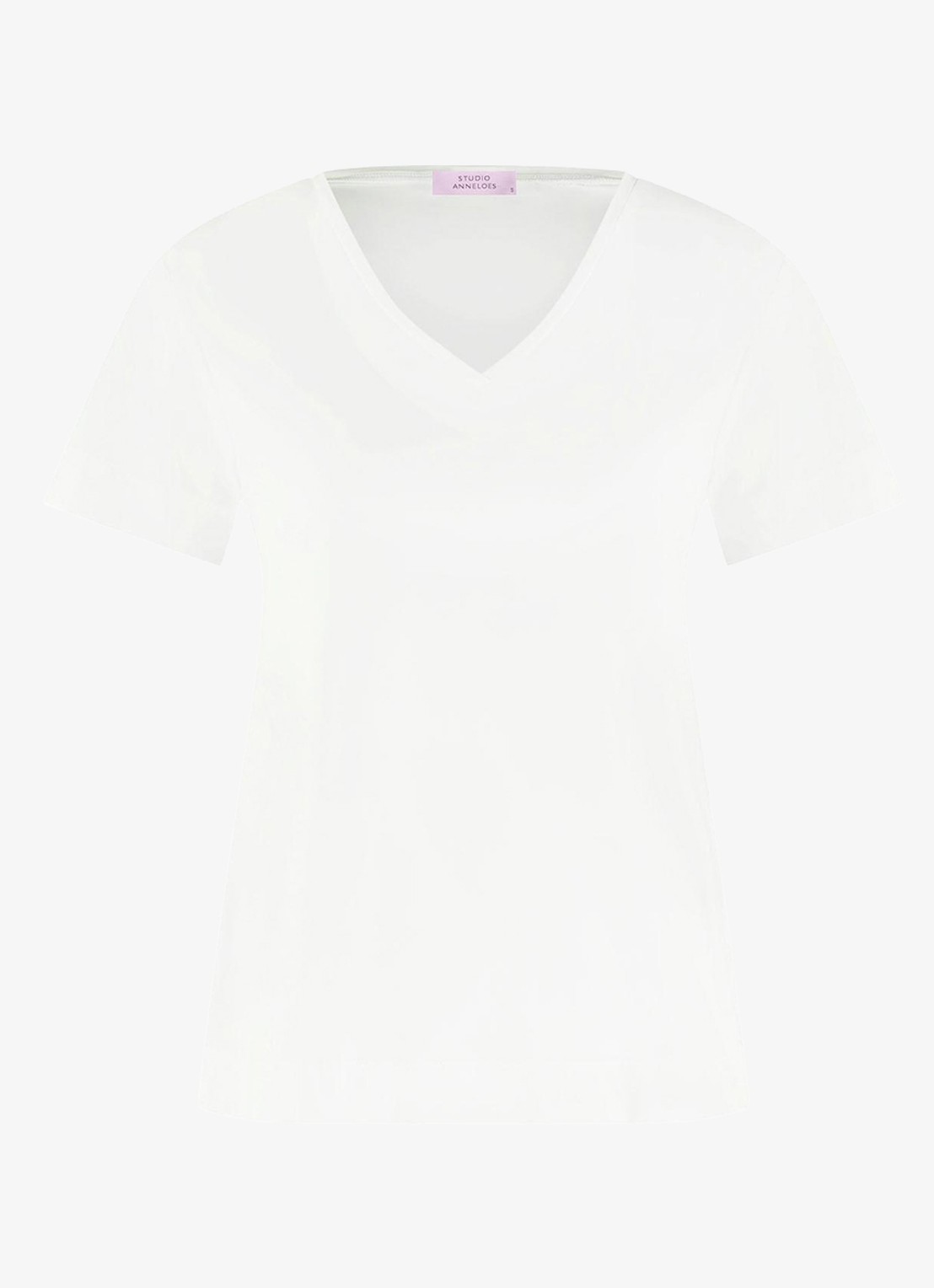 Studio Anneloes Roller T-shirt met V-hals - voorkant 5 wit