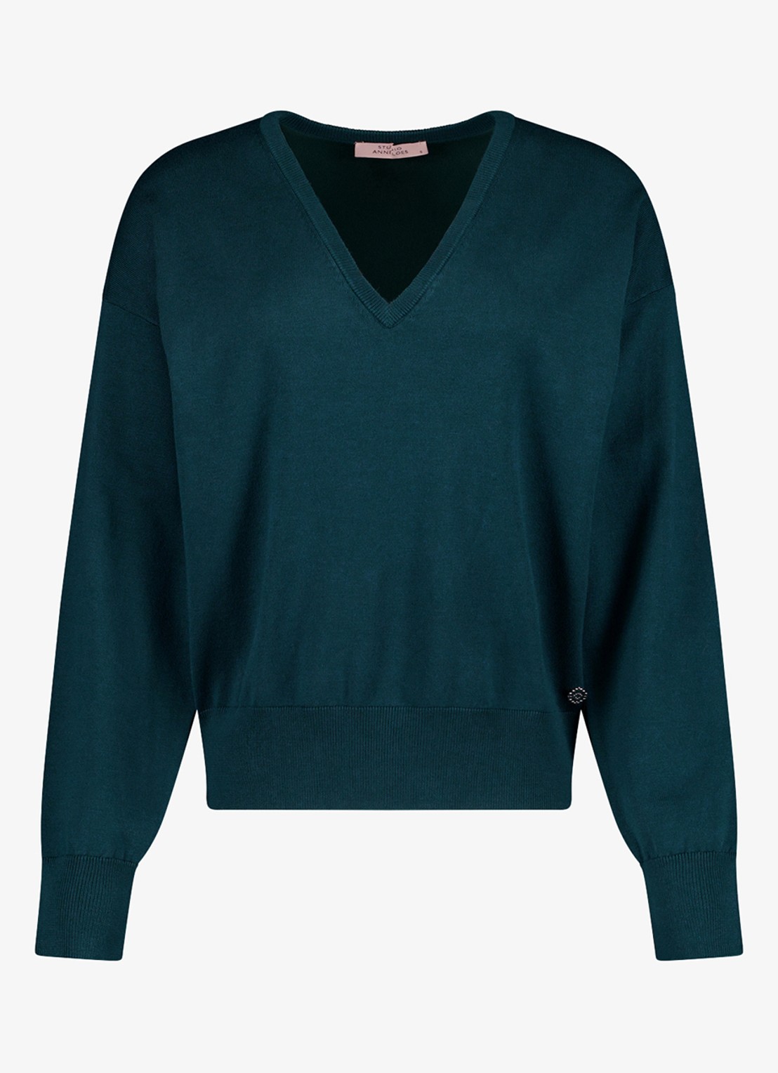 Studio Anneloes Ruth vneck pullover - voorkant 4 petrol