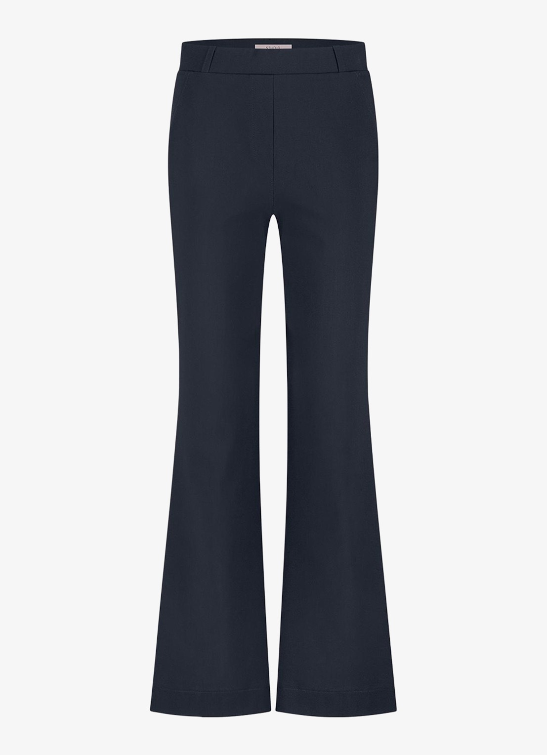 Studio Anneloes Sally mid waist flared fit broek van travelstof - voorkant 3 blauw