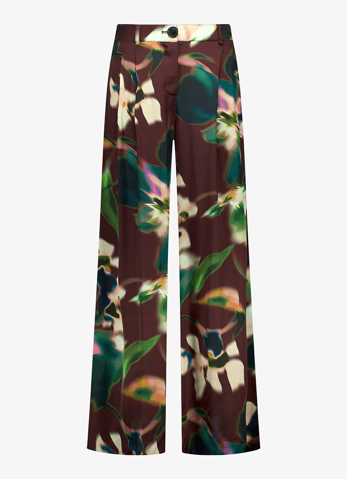 Studio Anneloes Sien loose fit pantalon met print  - voorkant donkerbruin