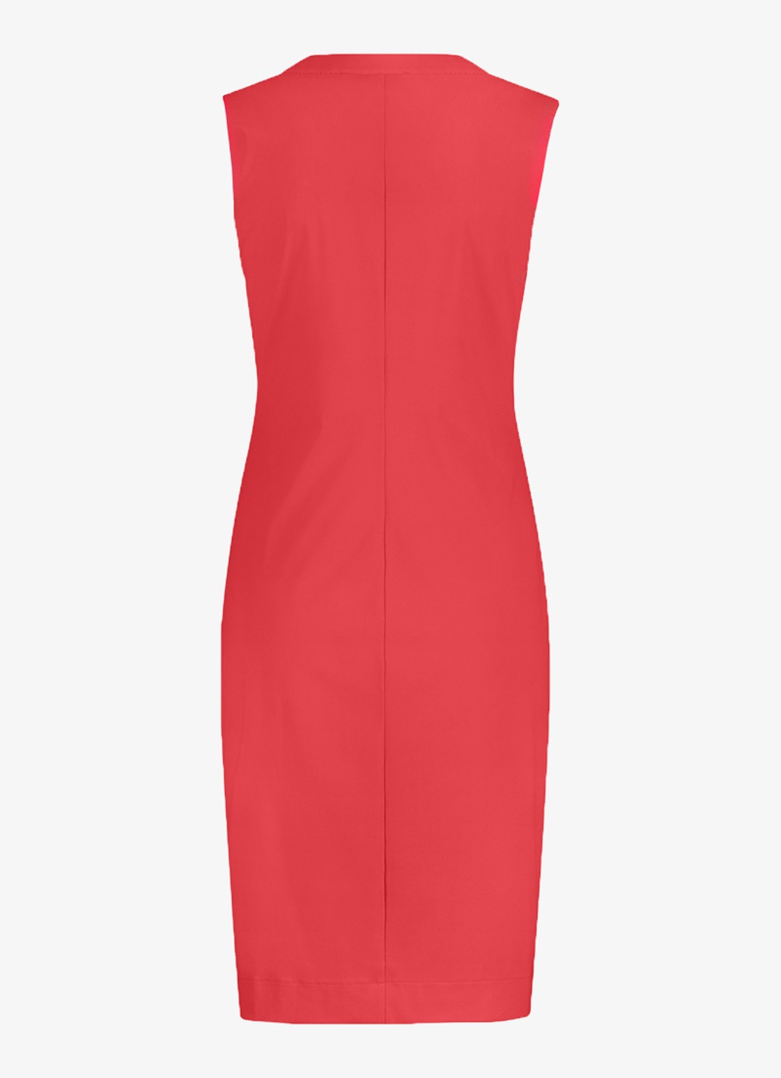 Studio Anneloes Simplicity mini jurk met steekzakken en V-hals - achterkant 3 koraal
