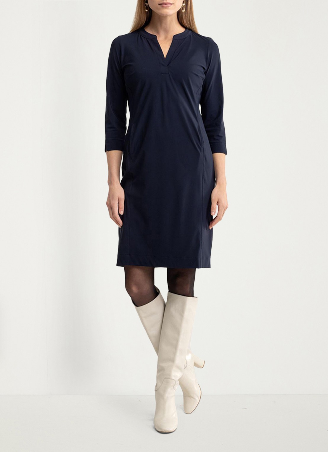 Studio Anneloes Simplicity mini tuniekjurk met steekzakken - voorkant 3 donkerblauw