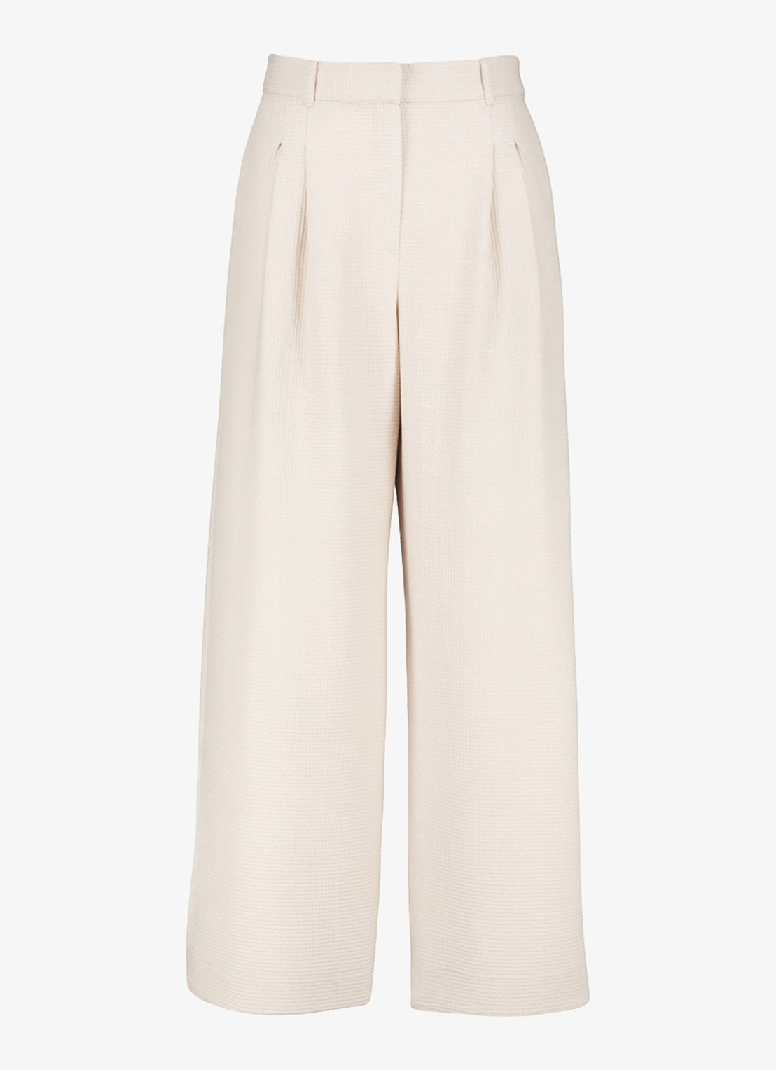 Studio Anneloes Sky high waist wide fit pantalon met structuur - voorkant 2 creme