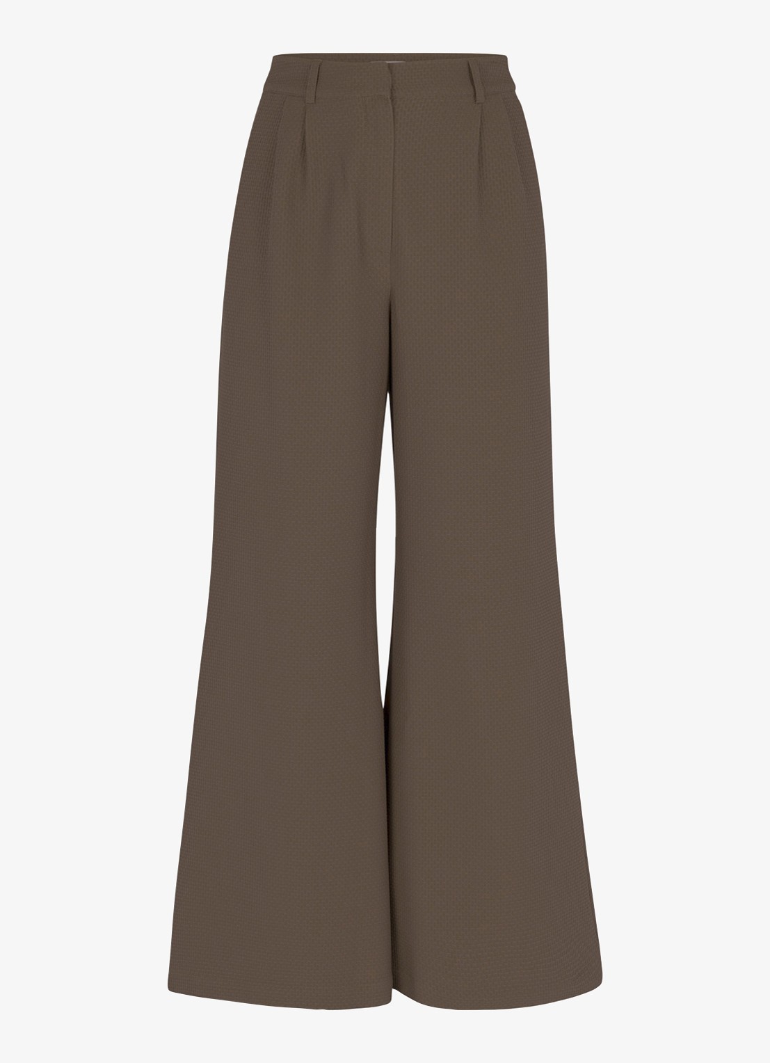 Studio Anneloes Skye high waist wide fit pantalon met structuur - voorkant 2 bruin