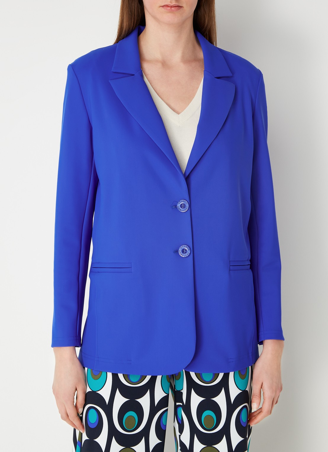 Studio Anneloes Sofia Bonded blazer van travelstof  - detail 2 kobaltblauw