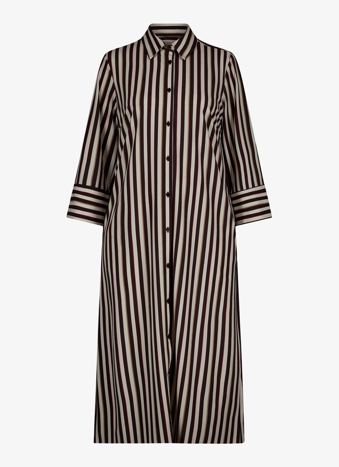 Studio Anneloes Soof midi blousejurk met steekzakken - voorkant 4 donkerbruin