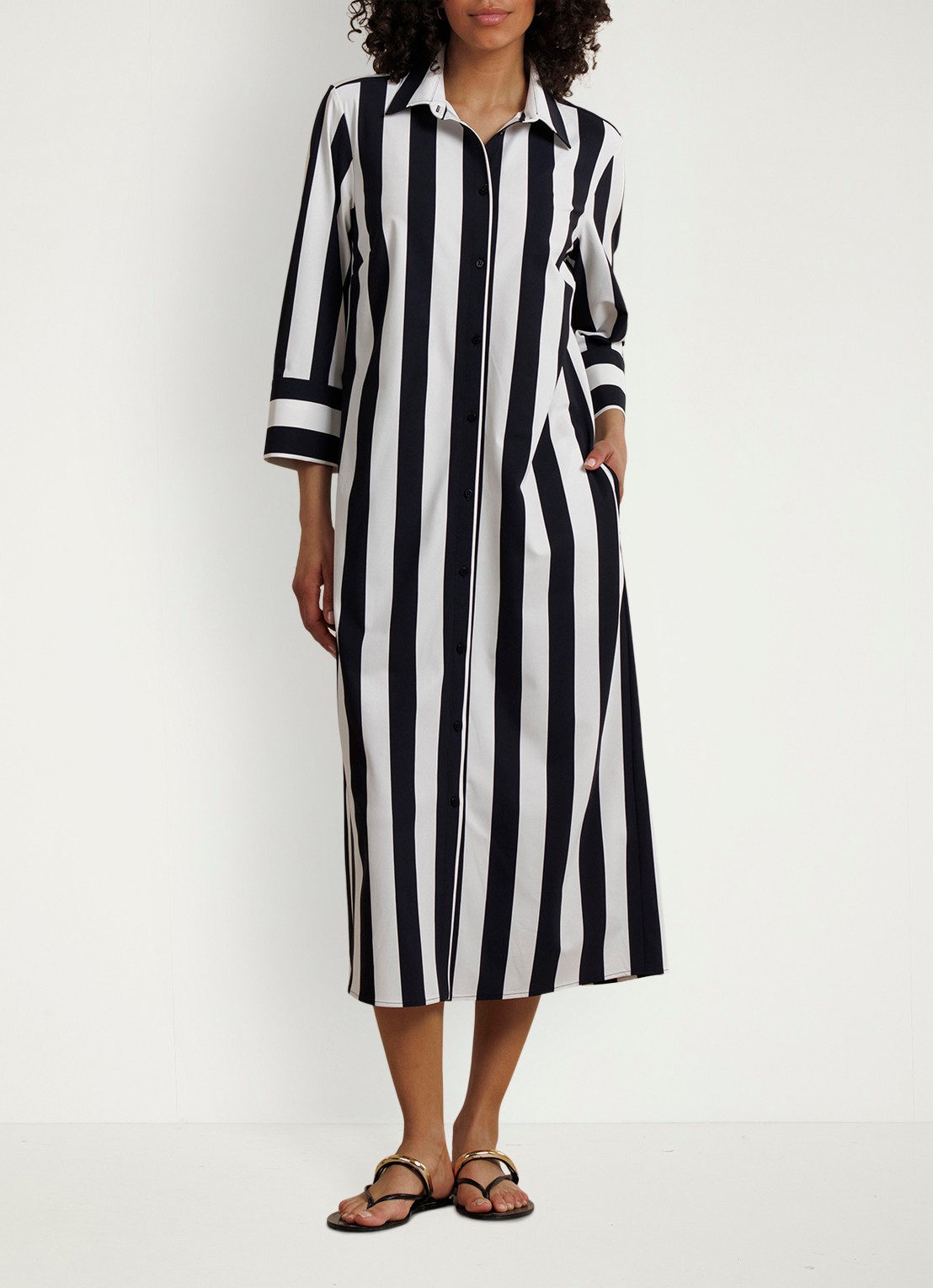 Studio Anneloes Soof stripe dress midi blouse jurk met streepprint - voorkant 5 multicolor