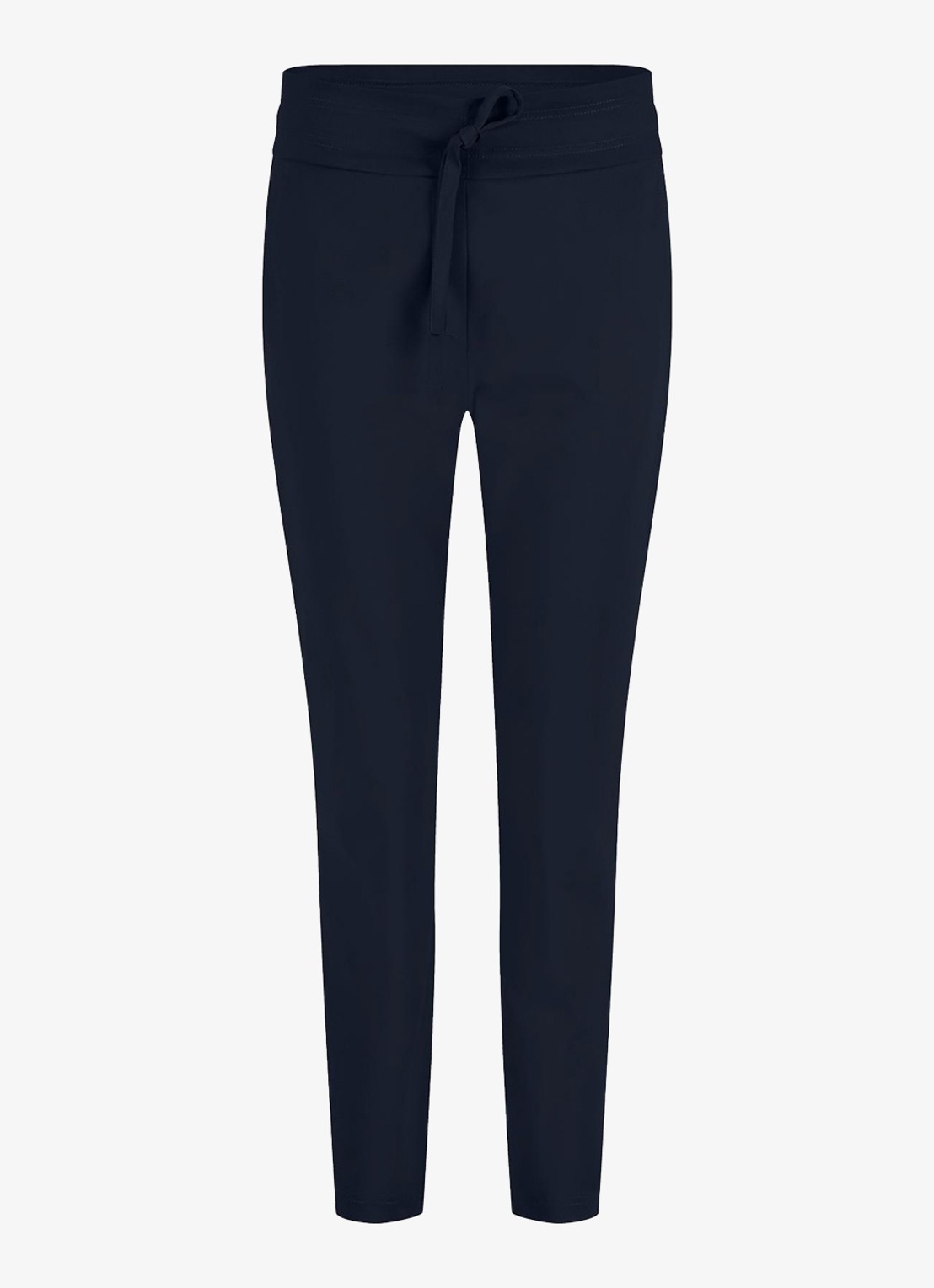 Studio Anneloes Startup high waist cropped slim fit broek met trekkoord - voorkant 4 donkerblauw