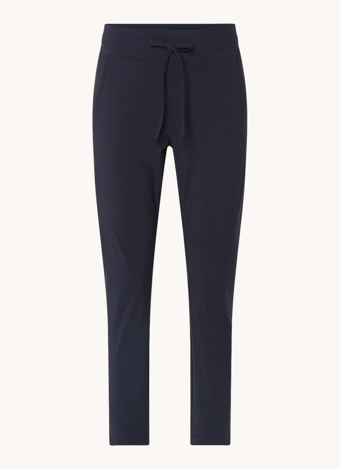Studio Anneloes Startup mid waist cropped tapered fit pantalon van travelstof - voorkant 9 donkerblauw