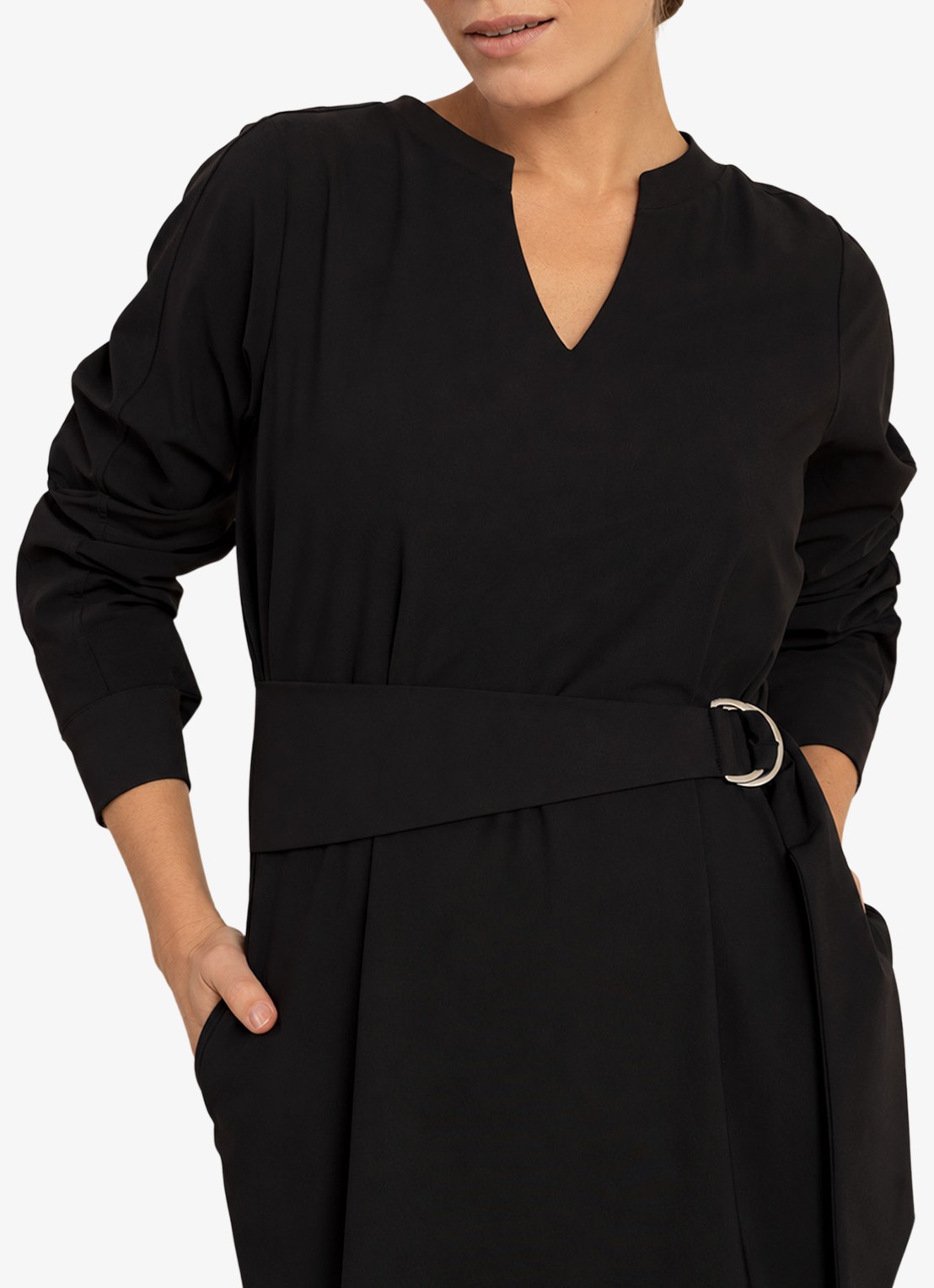 Studio Anneloes Stella midi jurk met V-hals - detail 3 zwart
