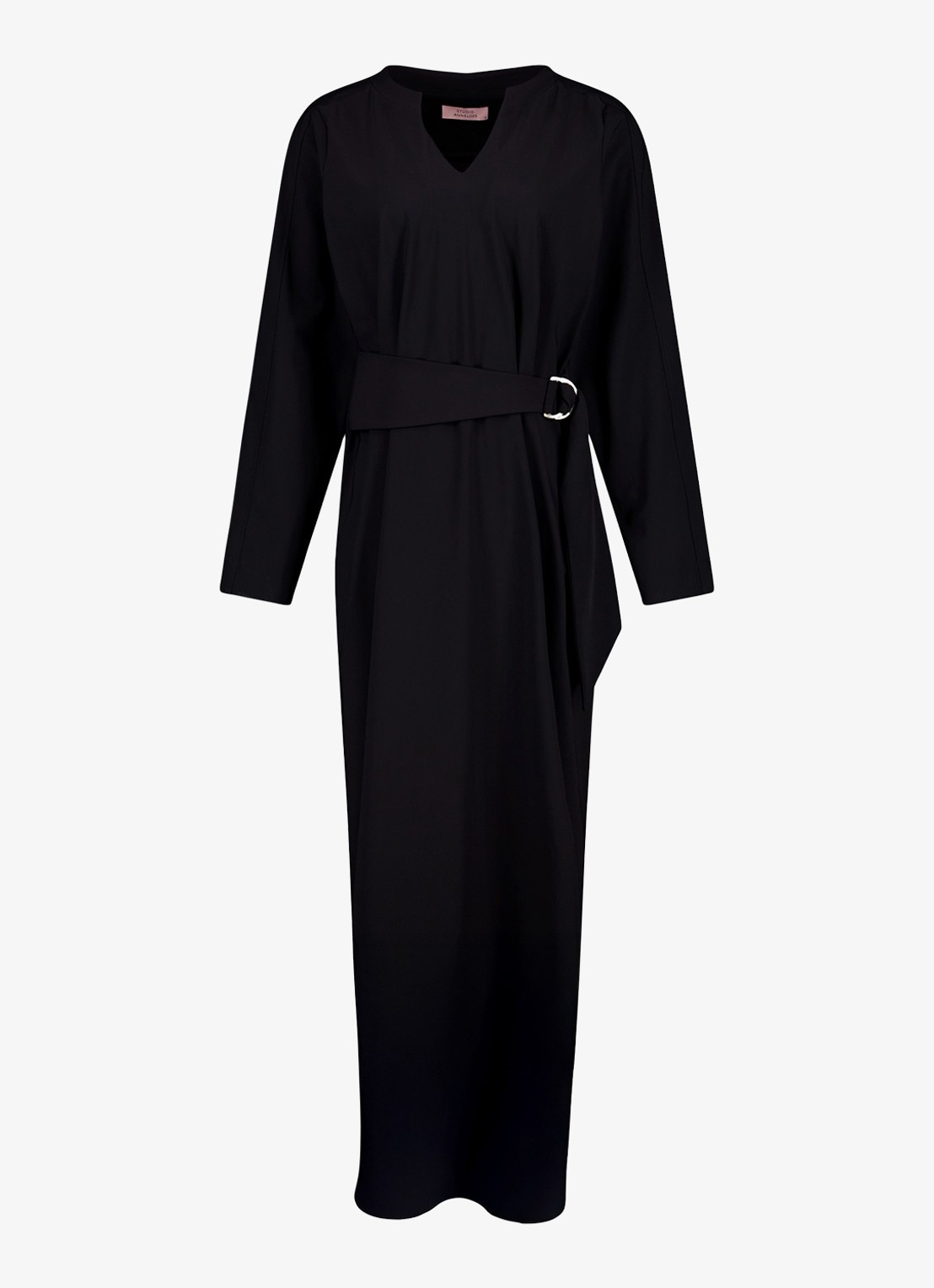 Studio Anneloes Stella midi jurk met V-hals - detail 5 zwart