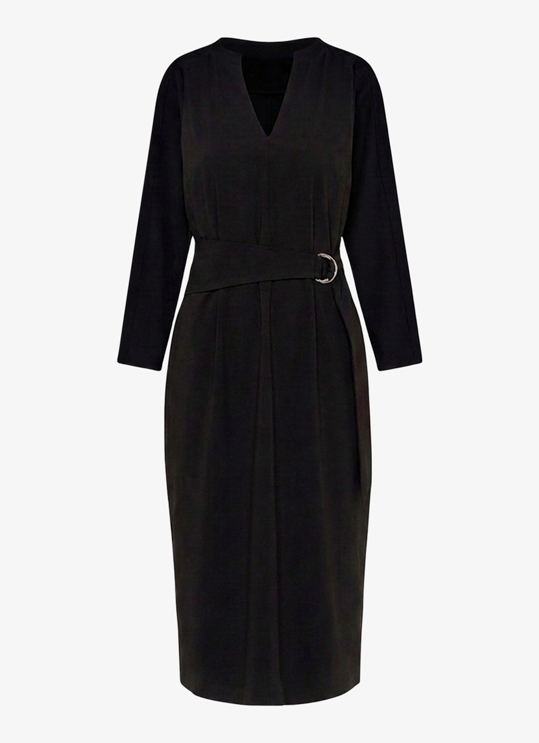 Studio Anneloes Stella midi jurk met V-hals - voorkant zwart
