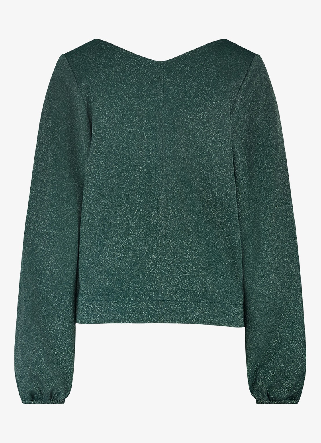 Studio Anneloes Sweater met V-hals en lurex - achterkant 5 donkergroen