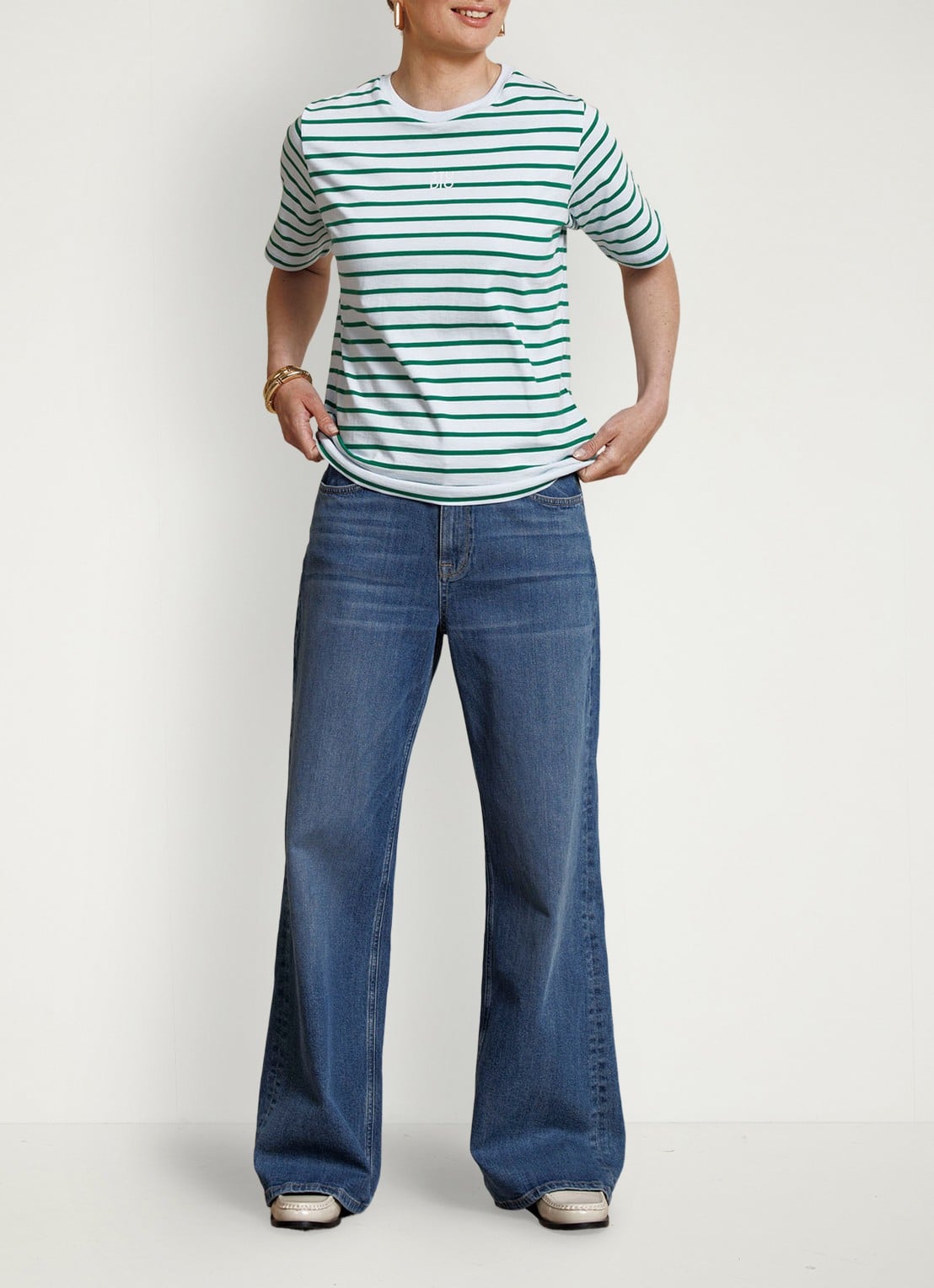 Studio Anneloes T-shirt met streepprint en logo - voorkant 2 blauw