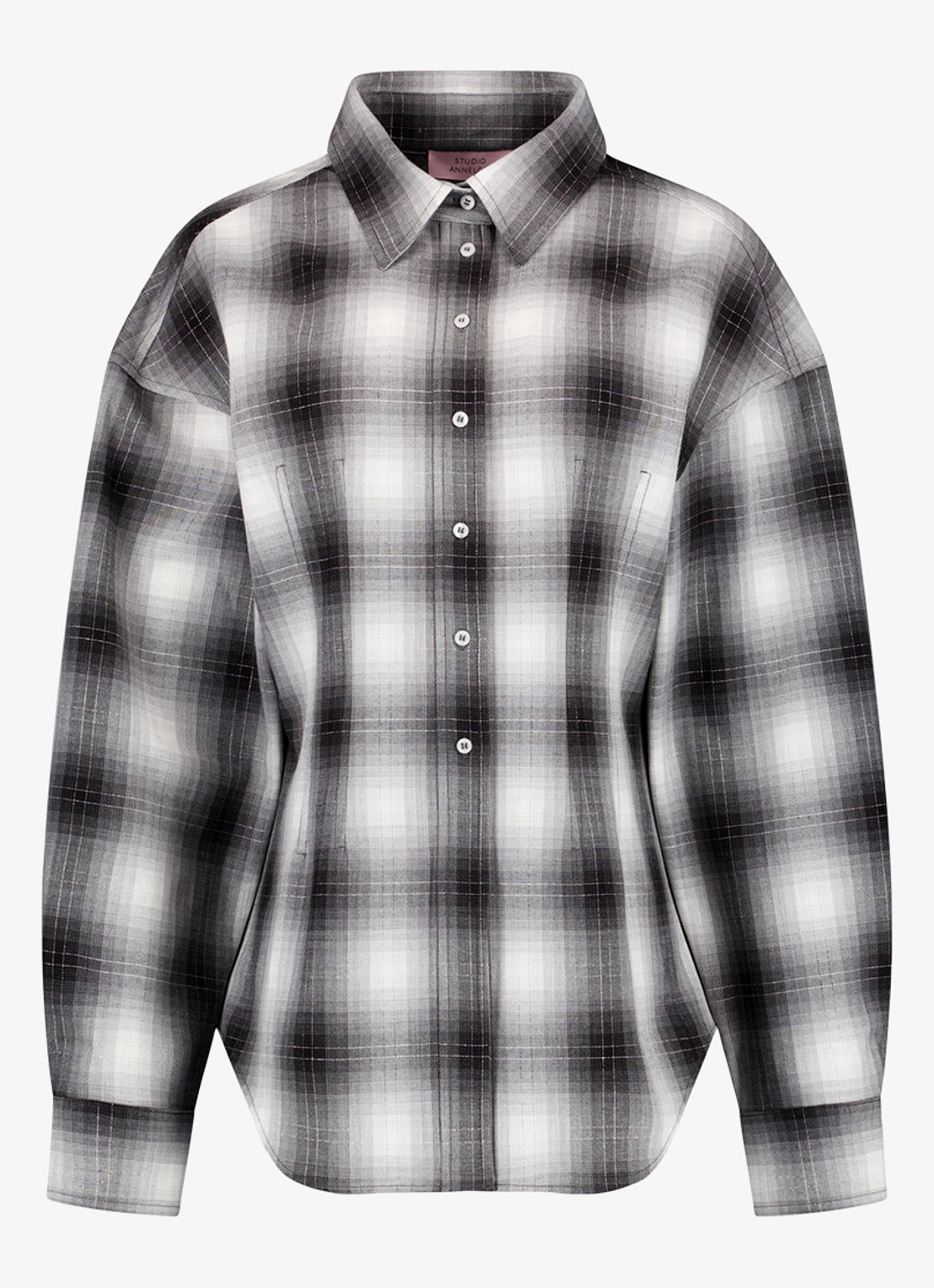 Studio Anneloes Tally blouse met ruit dessin en lurex - voorkant 4 grijs