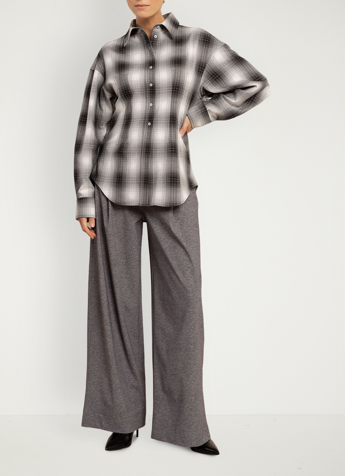 Studio Anneloes Tally blouse met ruit dessin en lurex - voorkant 5 grijs