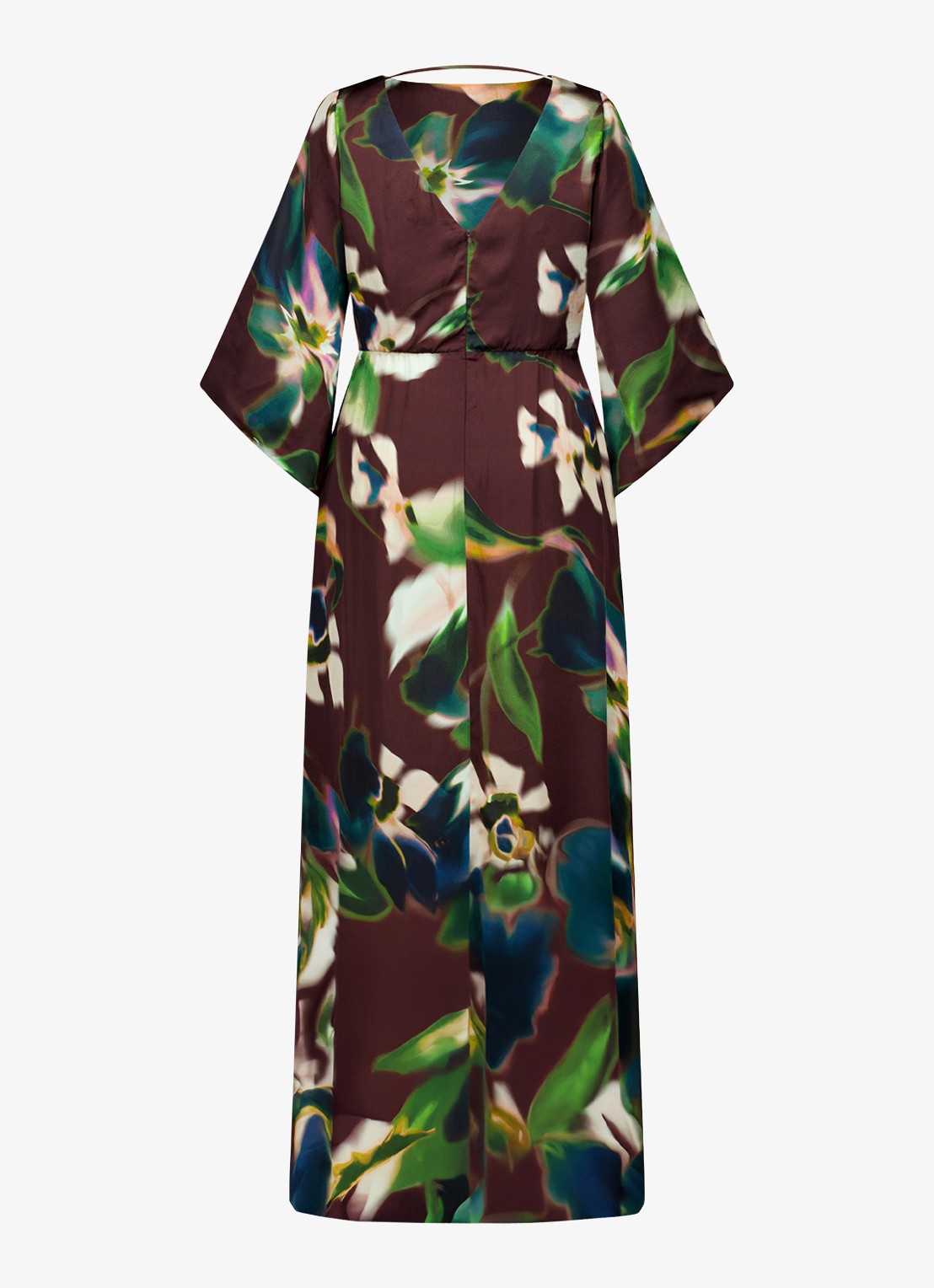 Studio Anneloes Tamara maxi jurk met print en vlindermouw - detail 2 donkerbruin