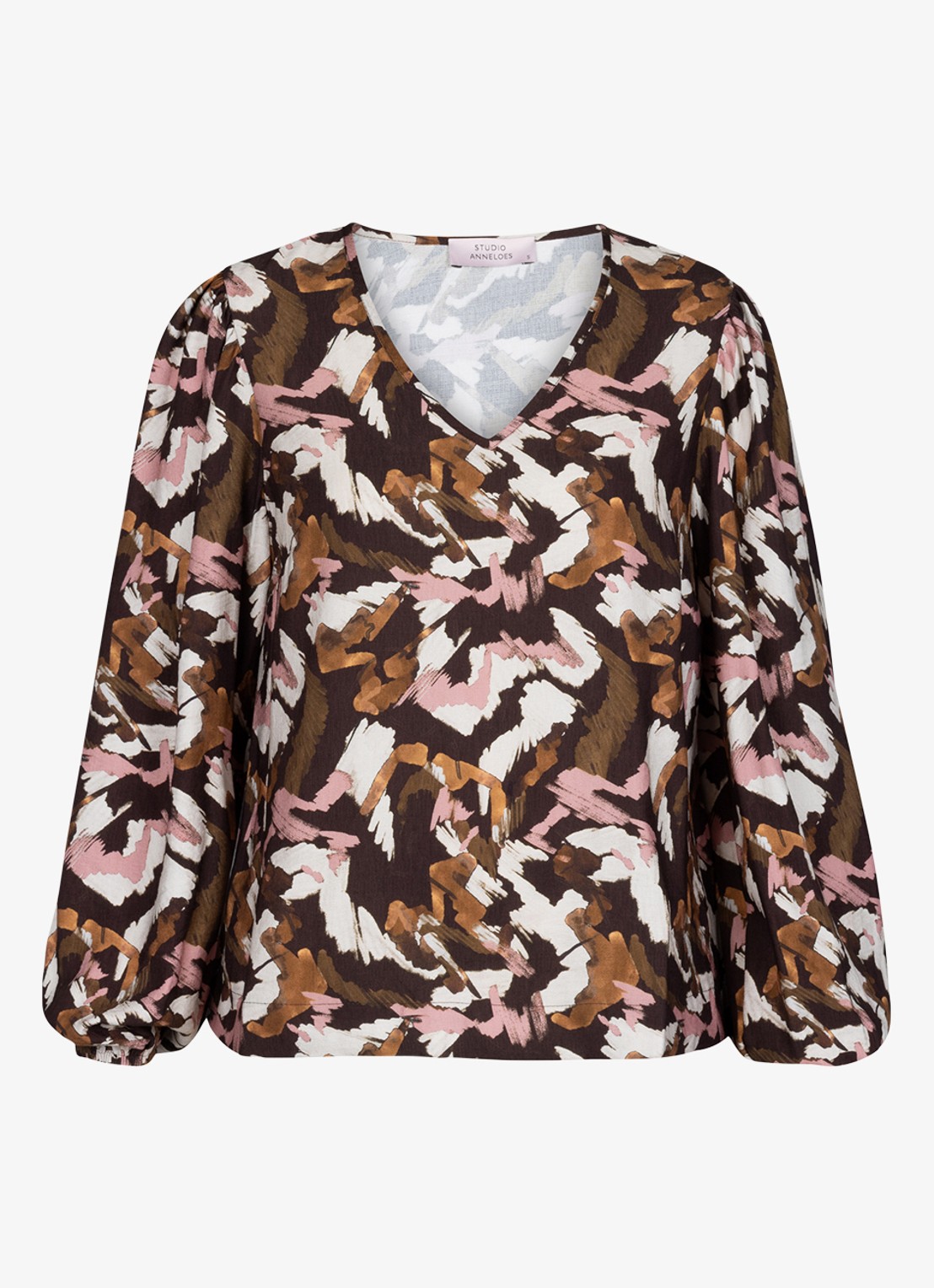 Studio Anneloes Tuniek met print en V-hals - voorkant bruin