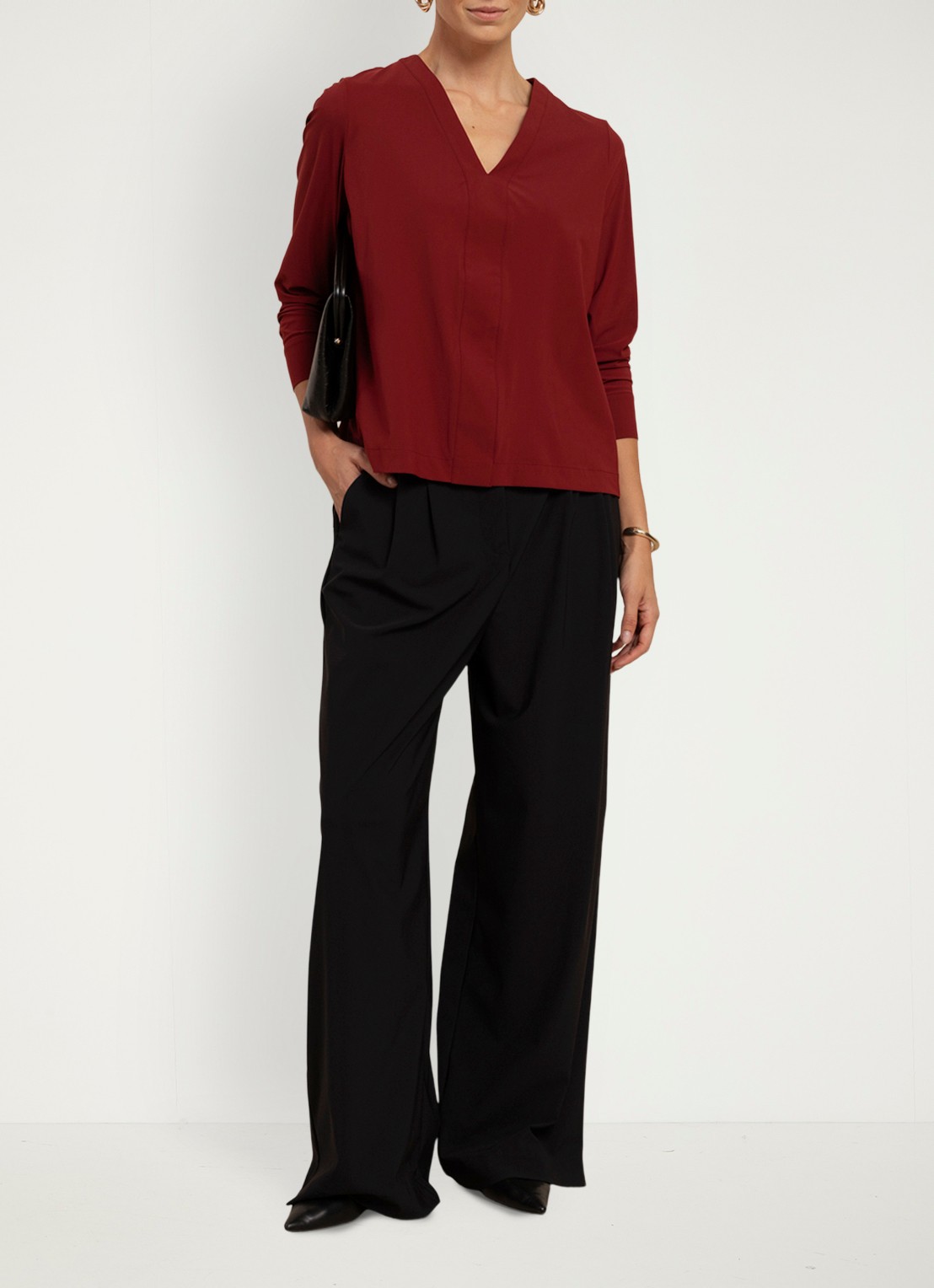 Studio Anneloes Ulla top met V-hals - voorkant 5 koraalrood