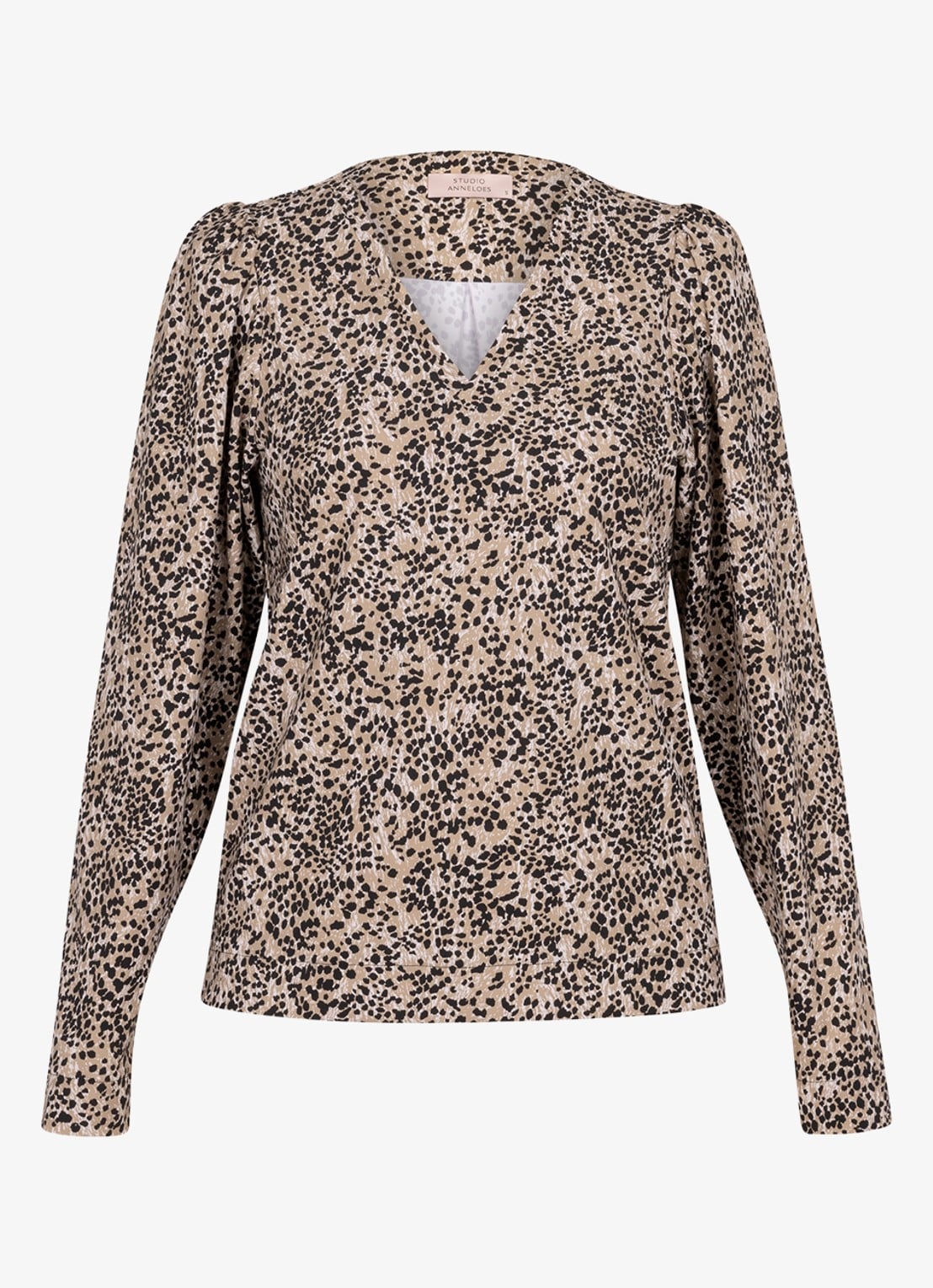 Studio Anneloes Valdis top met print en V-hals - voorkant 2 zwart