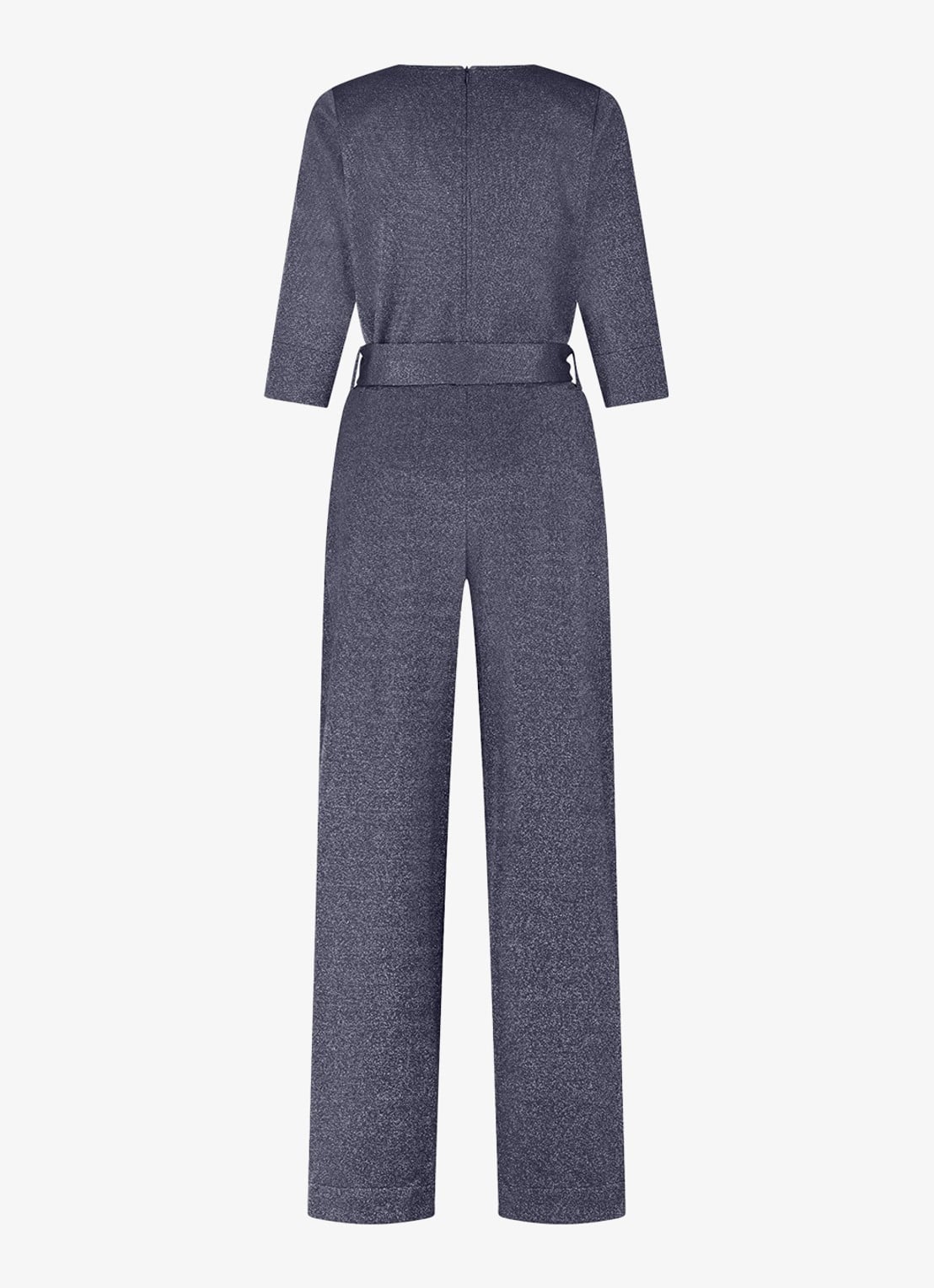 Studio Anneloes Wide fit jumpsuit met lurex en strikceintuur - achterkant 3 blauwgrijs