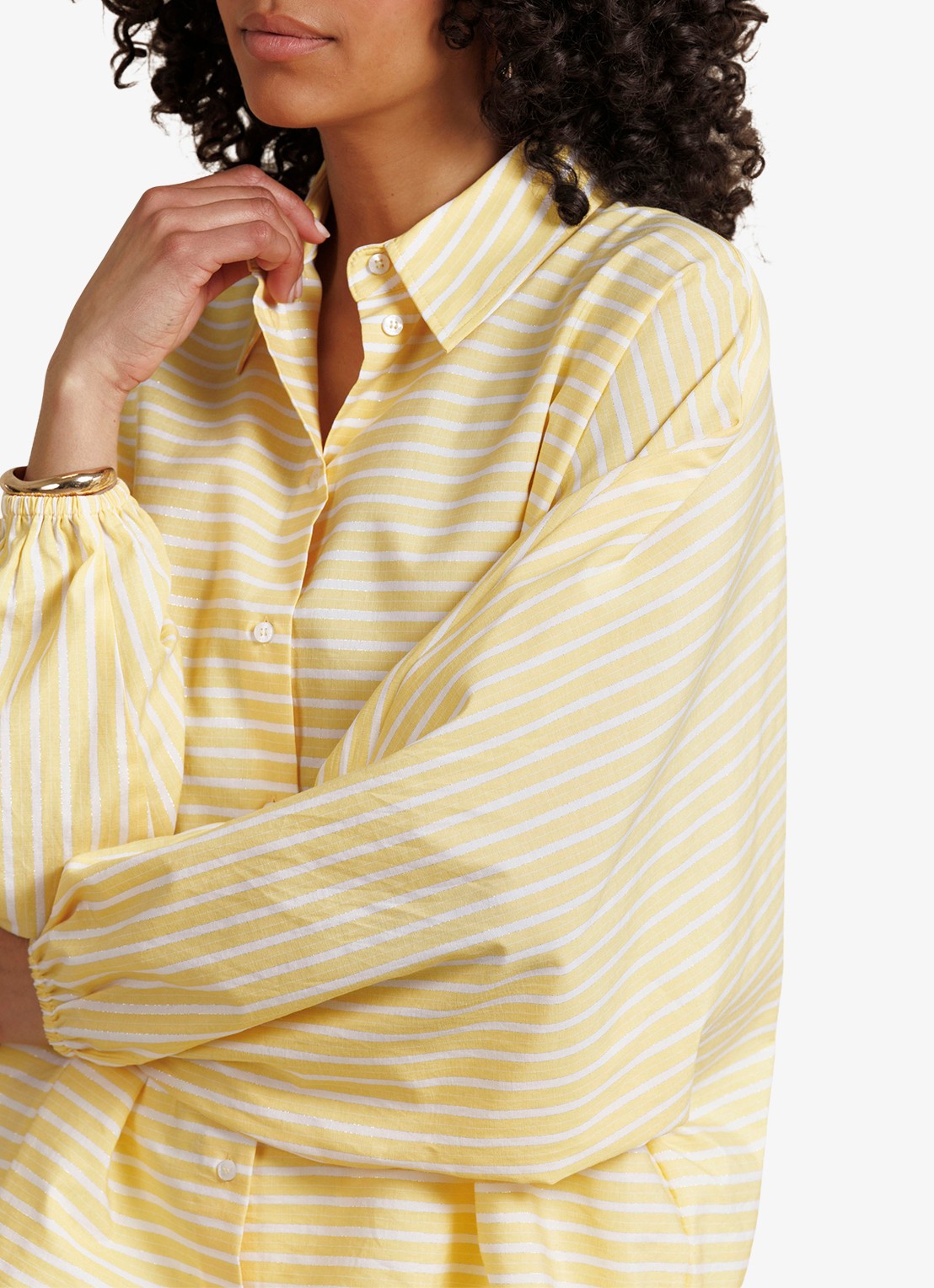 Studio Anneloes Yuki blouse met streepprint en ballonmouw - detail 3 geel