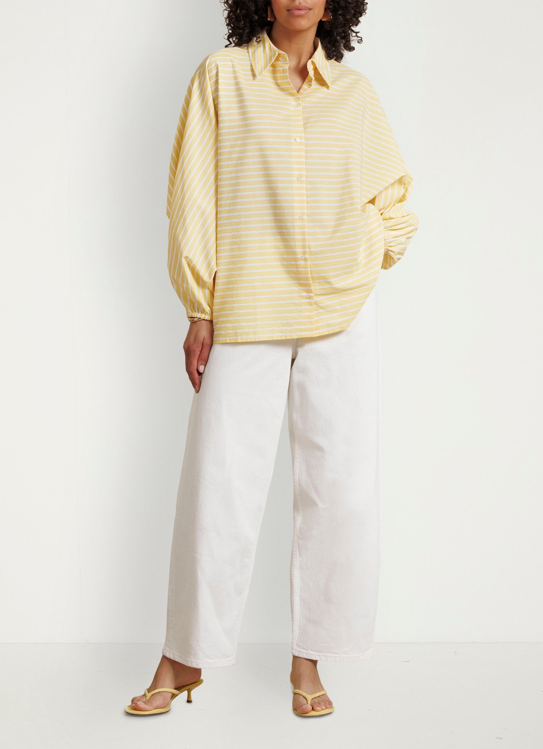 Studio Anneloes Yuki blouse met streepprint en ballonmouw - voorkant 5 geel