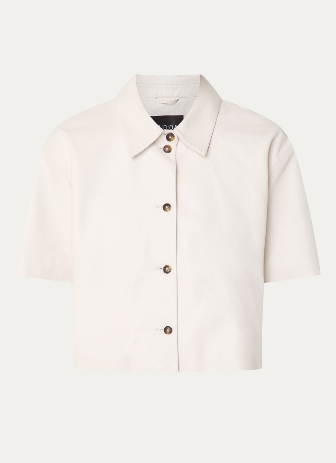 STUDIO AR Eveline blouse van schapenleer - voorkant 2 grijs