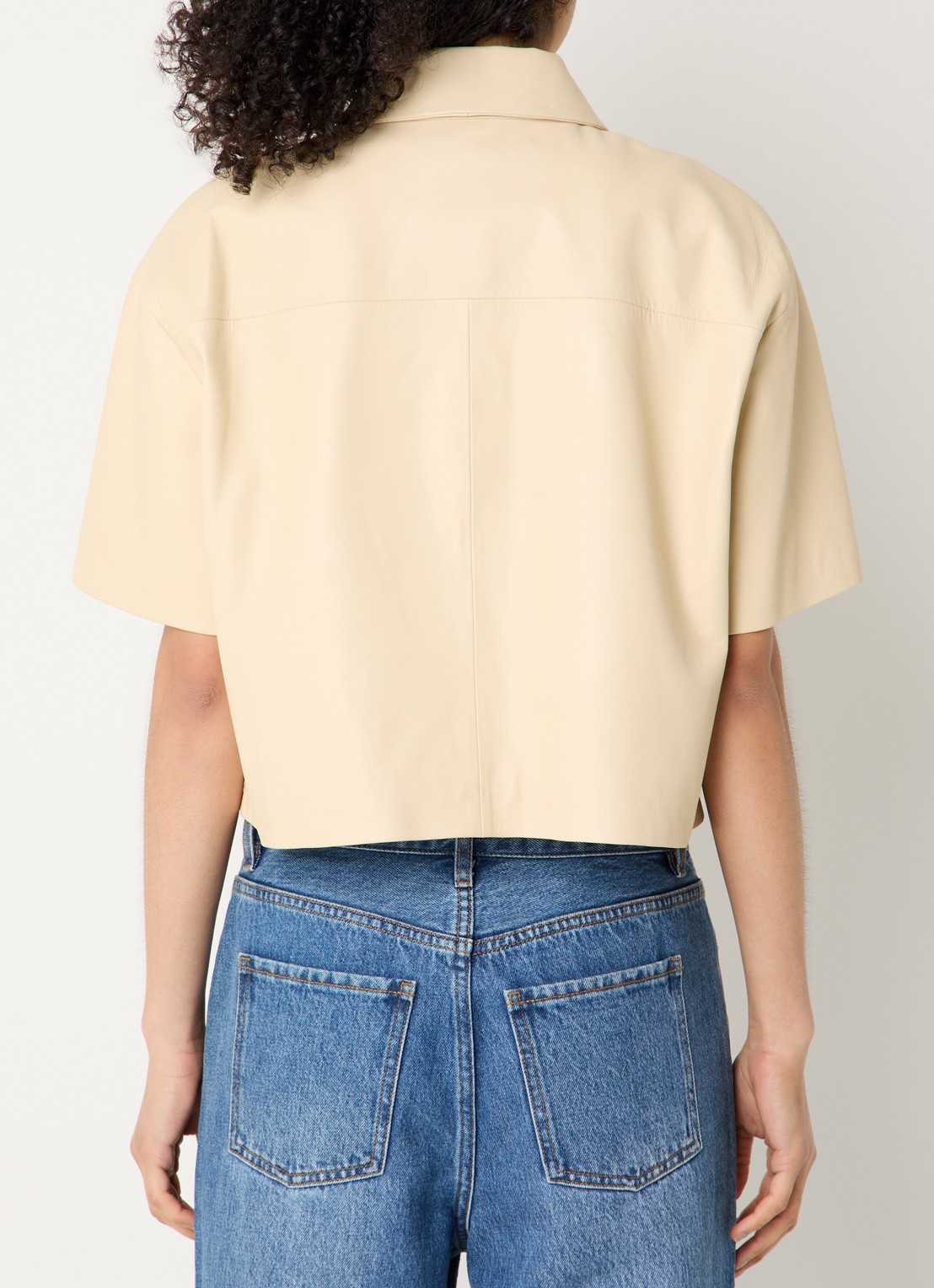 STUDIO AR Eveline blouse van schapenleer - achterkant lichtgeel