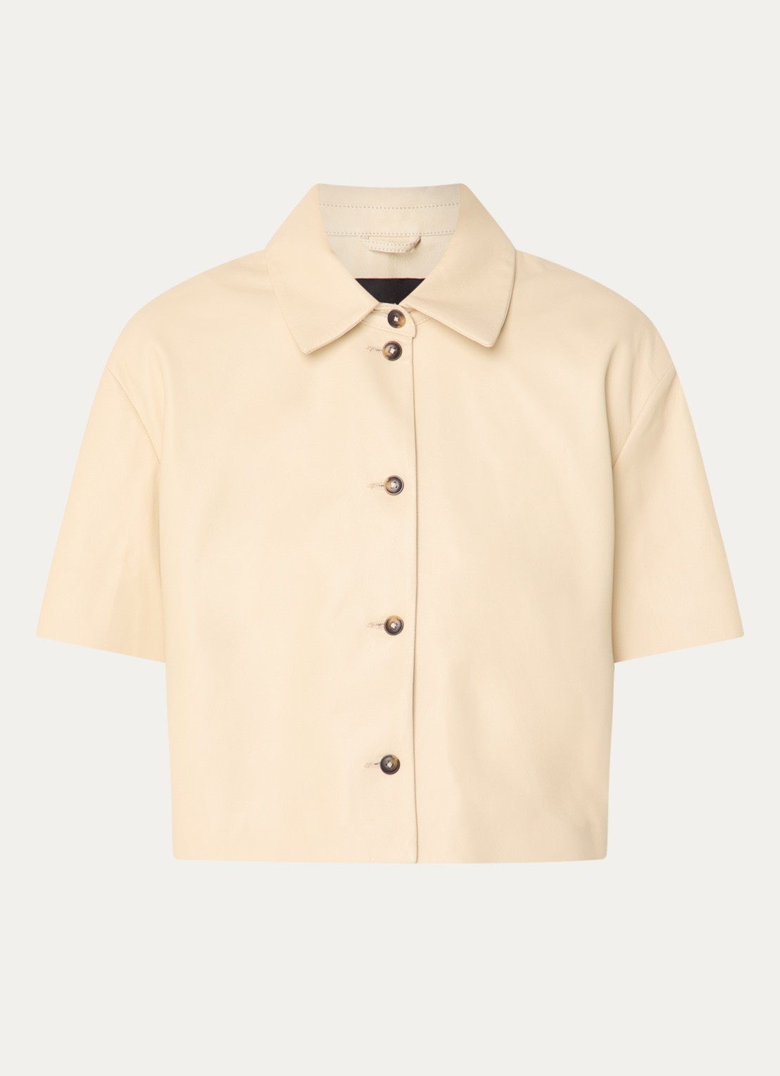 STUDIO AR Eveline blouse van schapenleer - voorkant 2 lichtgeel