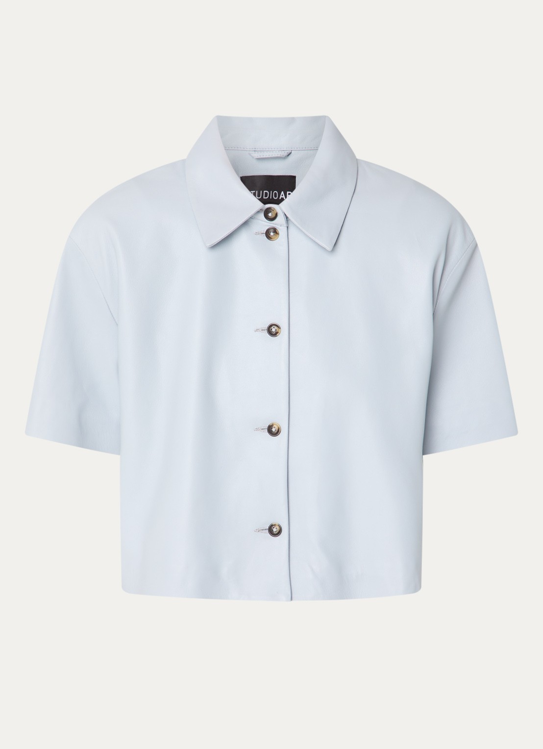 STUDIO AR Eveline blouse van schapenleer - voorkant 2 blauw