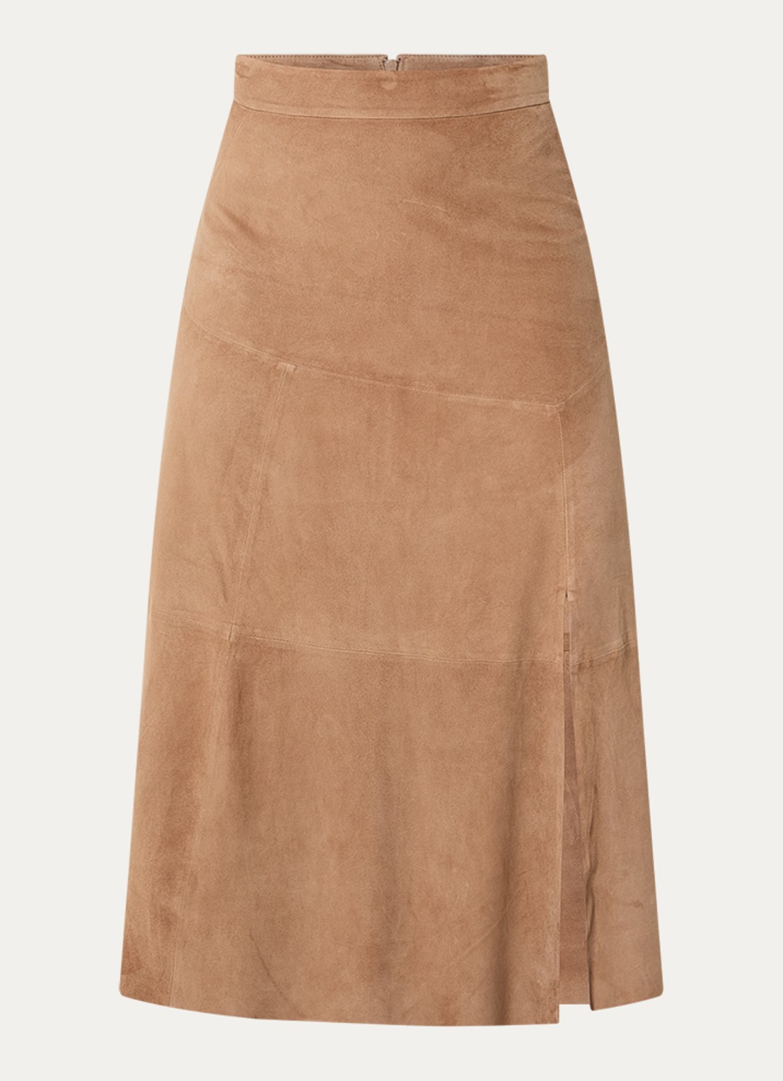 STUDIO AR Maria maxi rok van suède - voorkant 2 lichtbruin